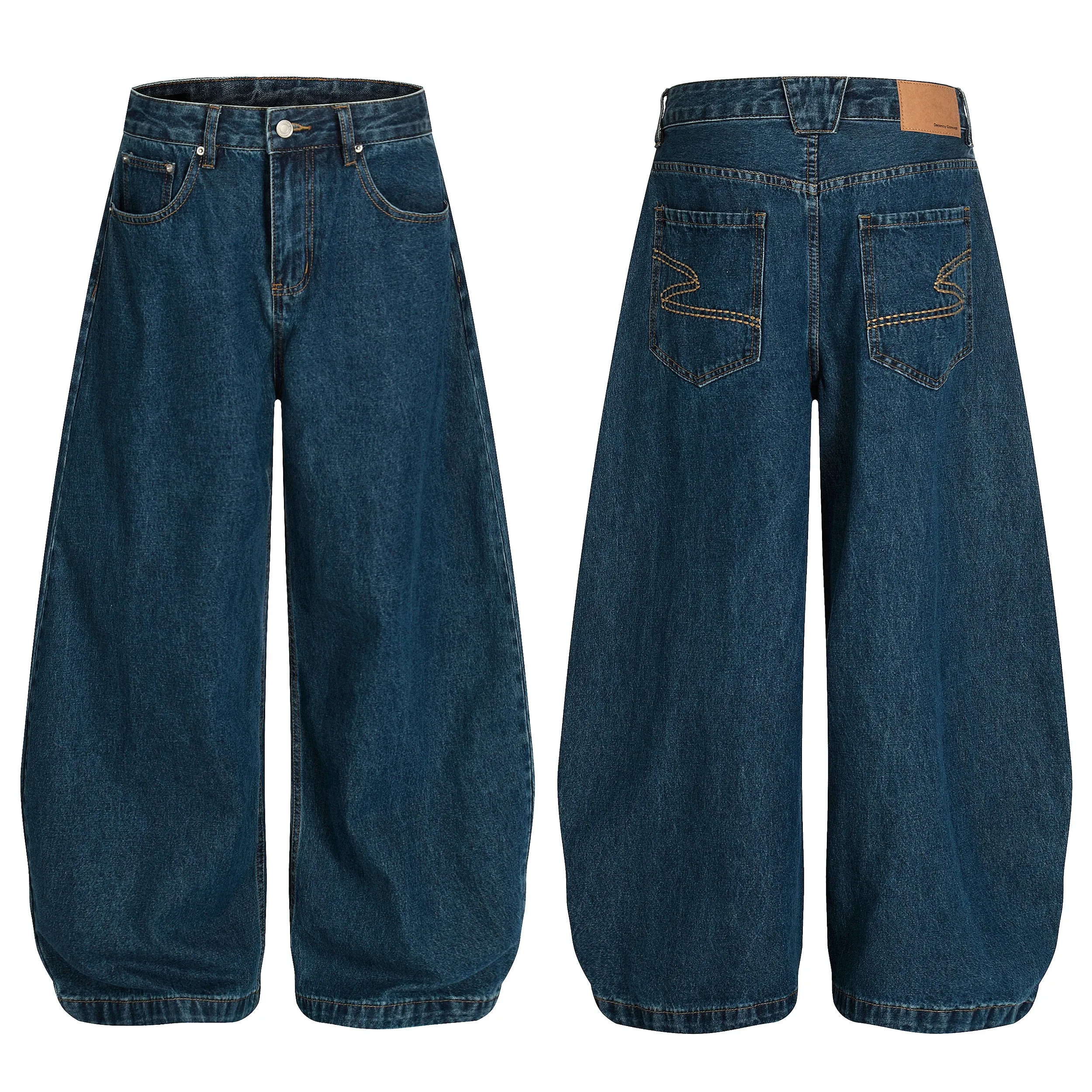 Omirad Deep Indigo Balloon Wide-Leg Jeans sold by Omirad