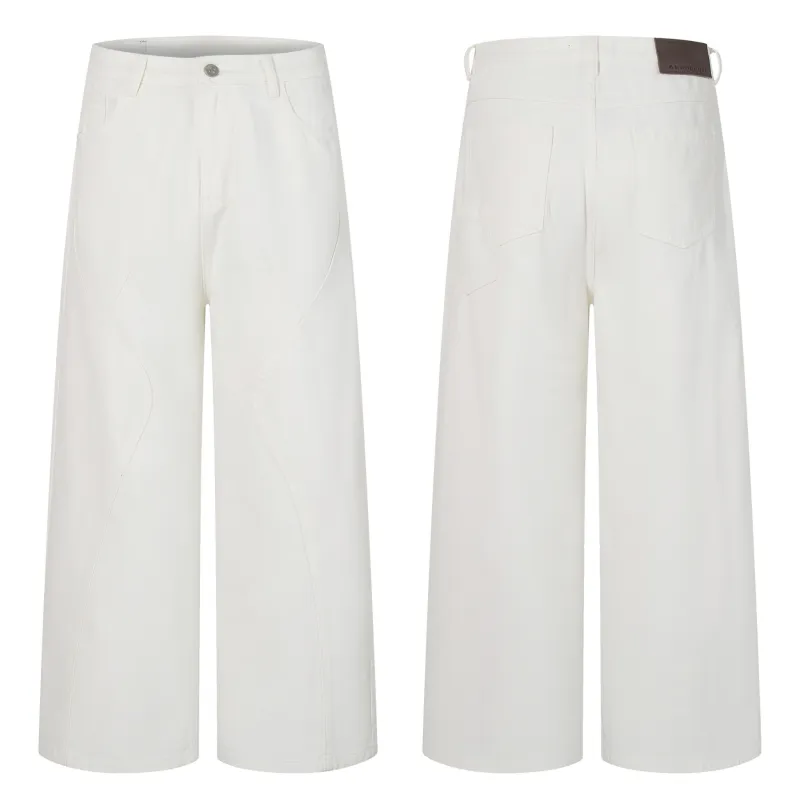Omirad Clean-Edge White Wide-Leg Jeans made by Omirad