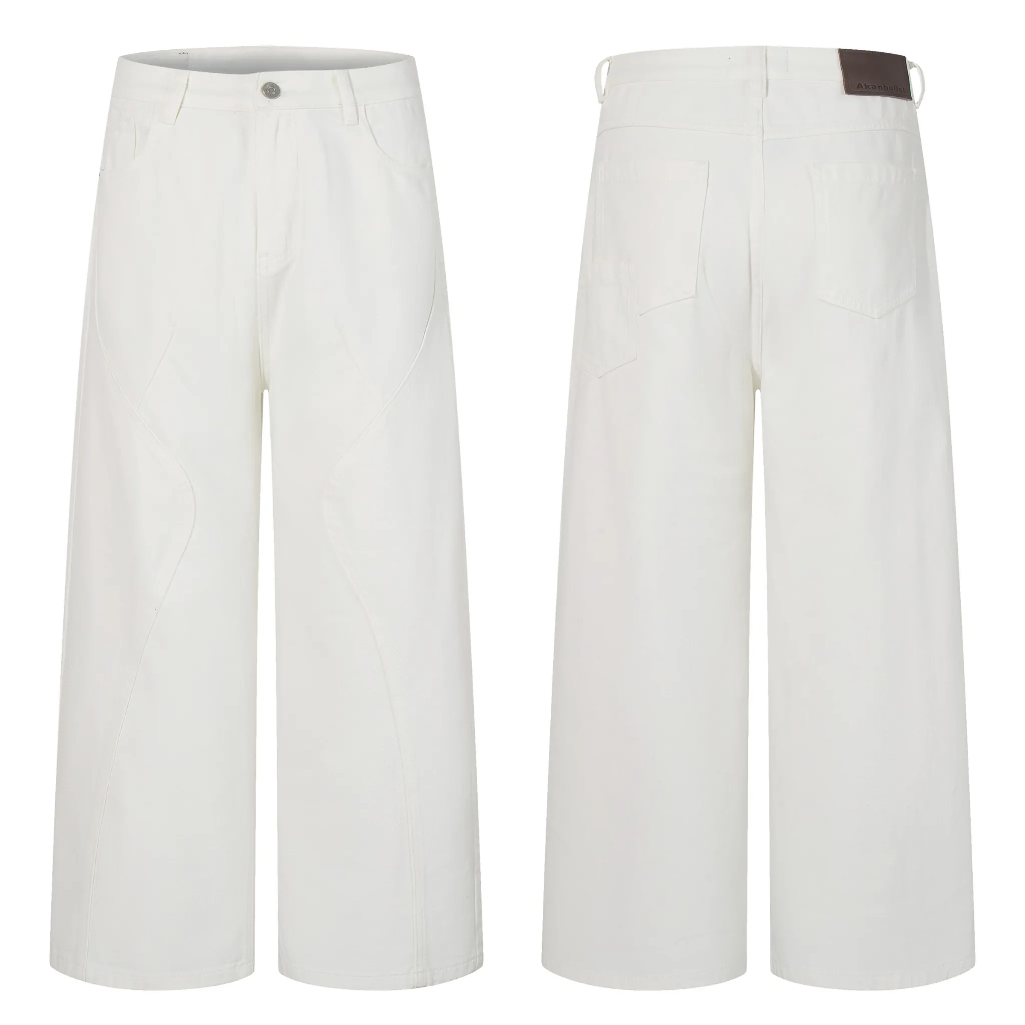 Omirad Clean-Edge White Wide-Leg Jeans sold by Omirad