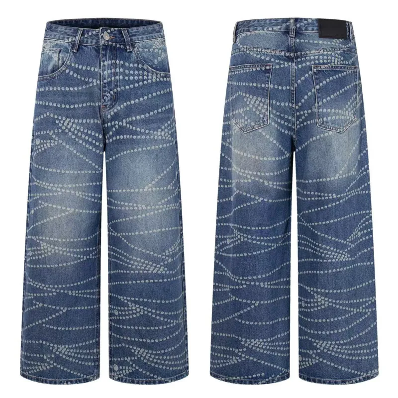 Omirad Dot-Pattern Wide-Leg Denim Pants made by Omirad
