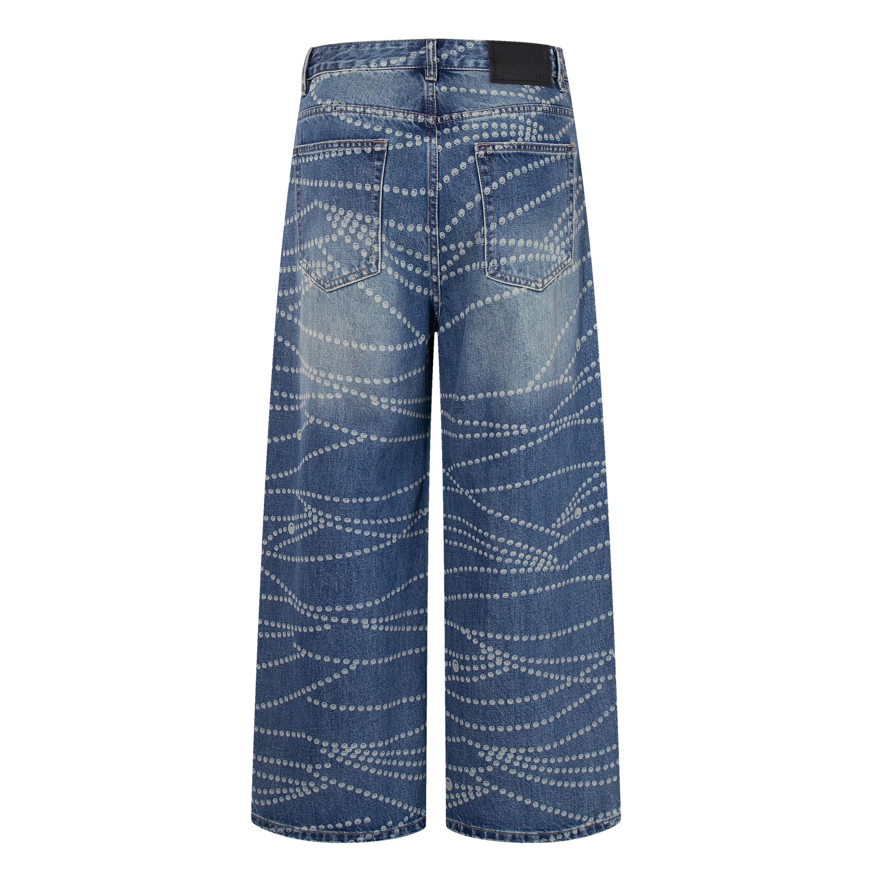 Omirad Dot-Pattern Wide-Leg Denim Pants sold by Omirad product image thumbnail 4