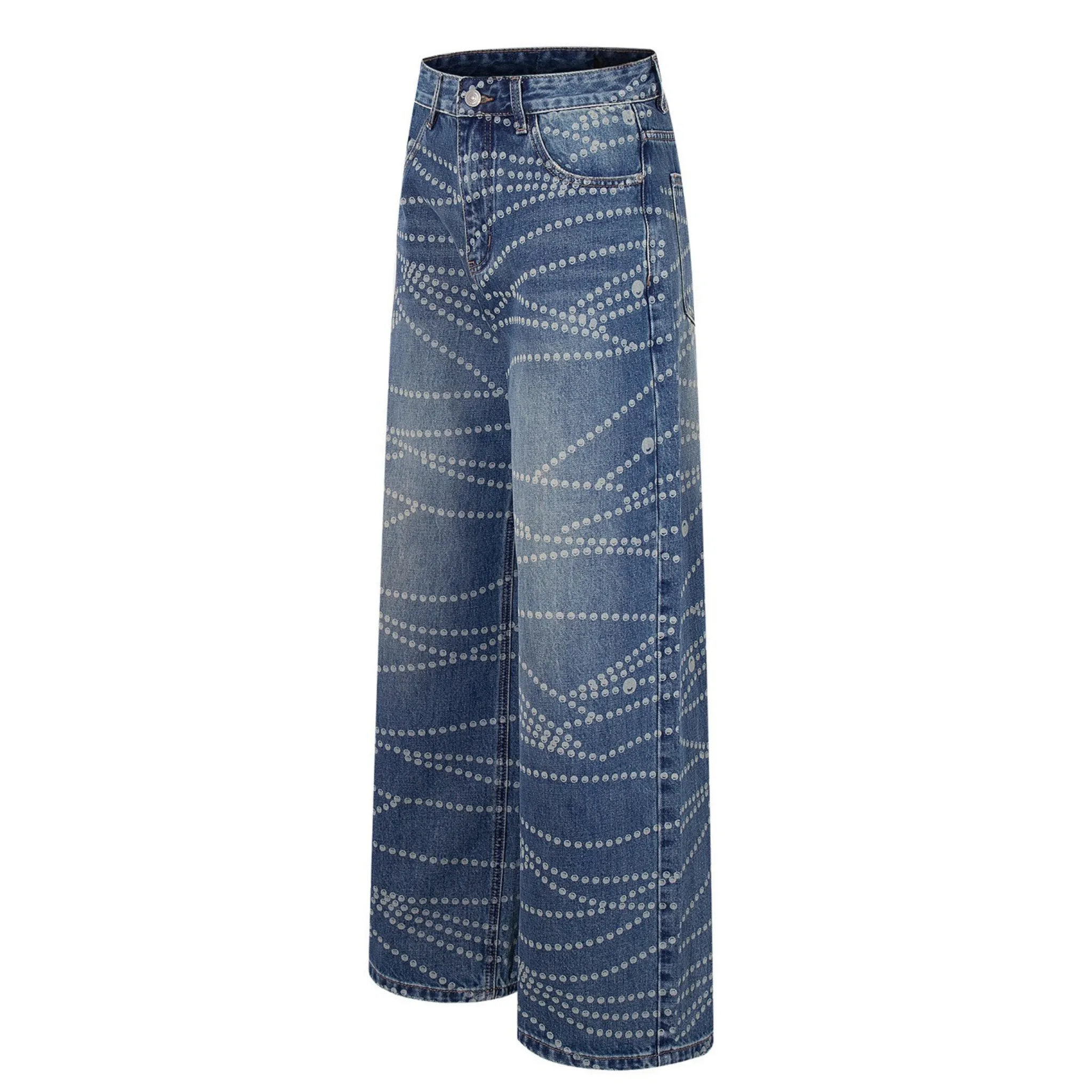 Omirad Dot-Pattern Wide-Leg Denim Pants sold by Omirad product image thumbnail 3