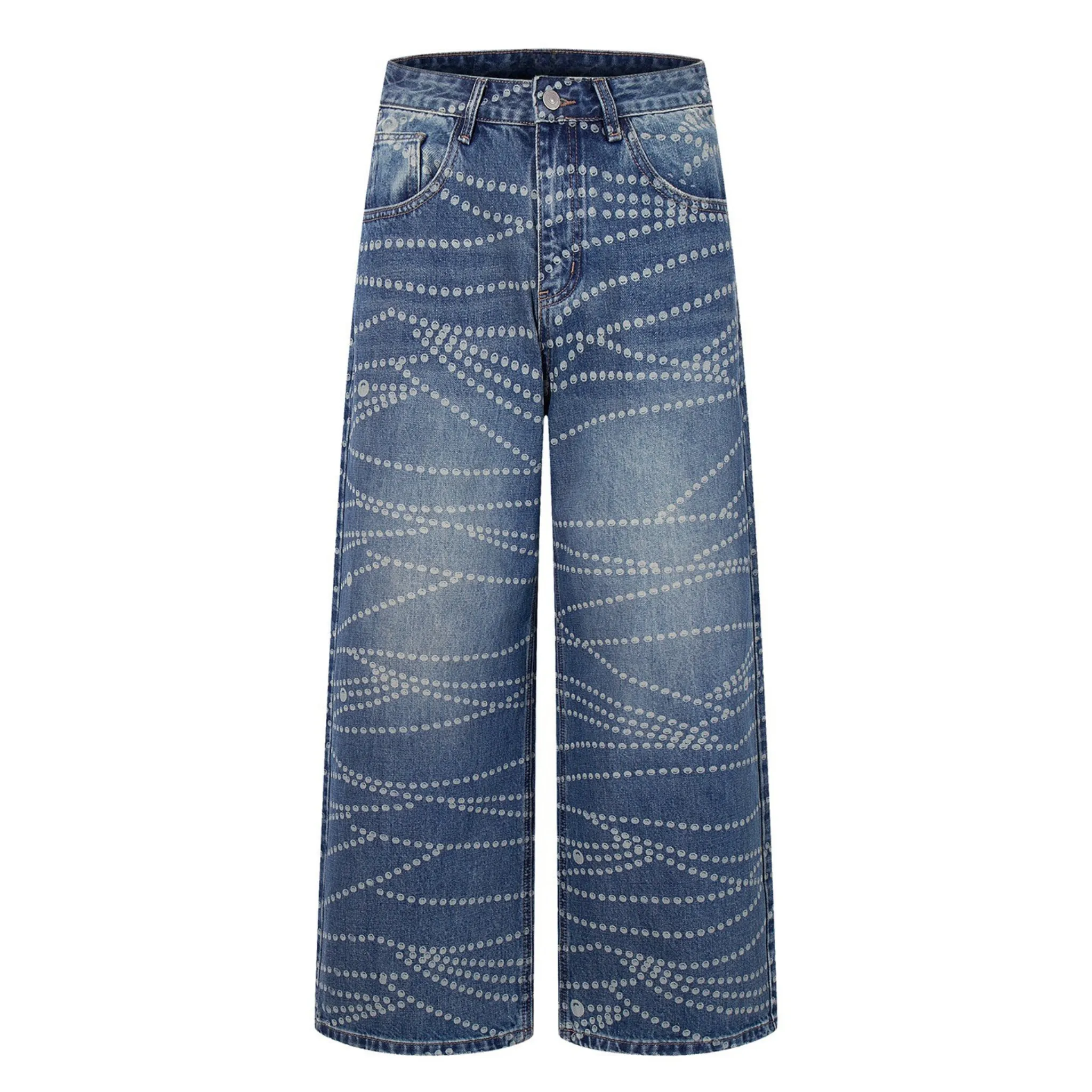 Omirad Dot-Pattern Wide-Leg Denim Pants sold by Omirad product image thumbnail 2