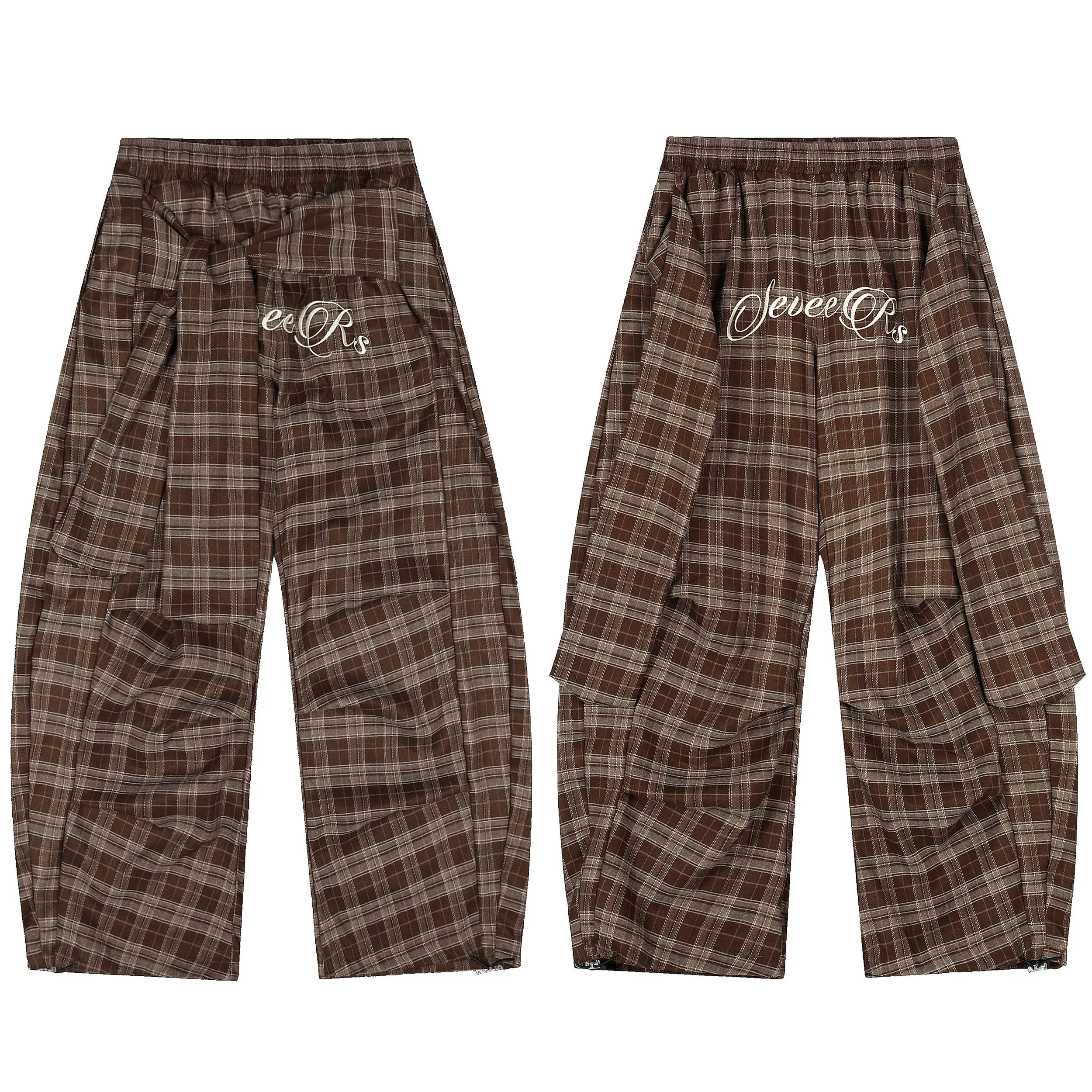 Omirad Plaid Wide-Leg Pants sold by Omirad