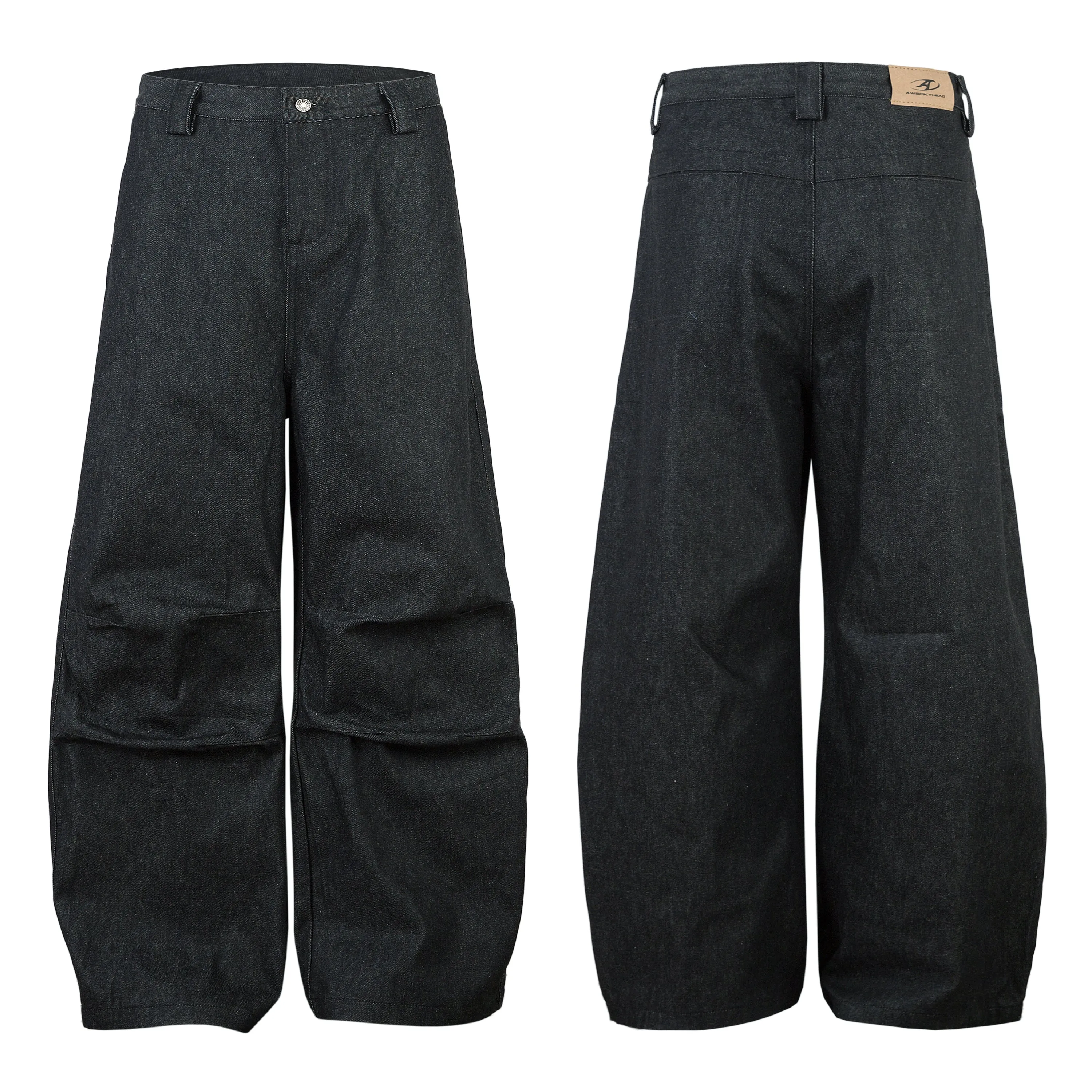 Omirad Structured Pleat Wide-Leg Denim Pants sold by Omirad