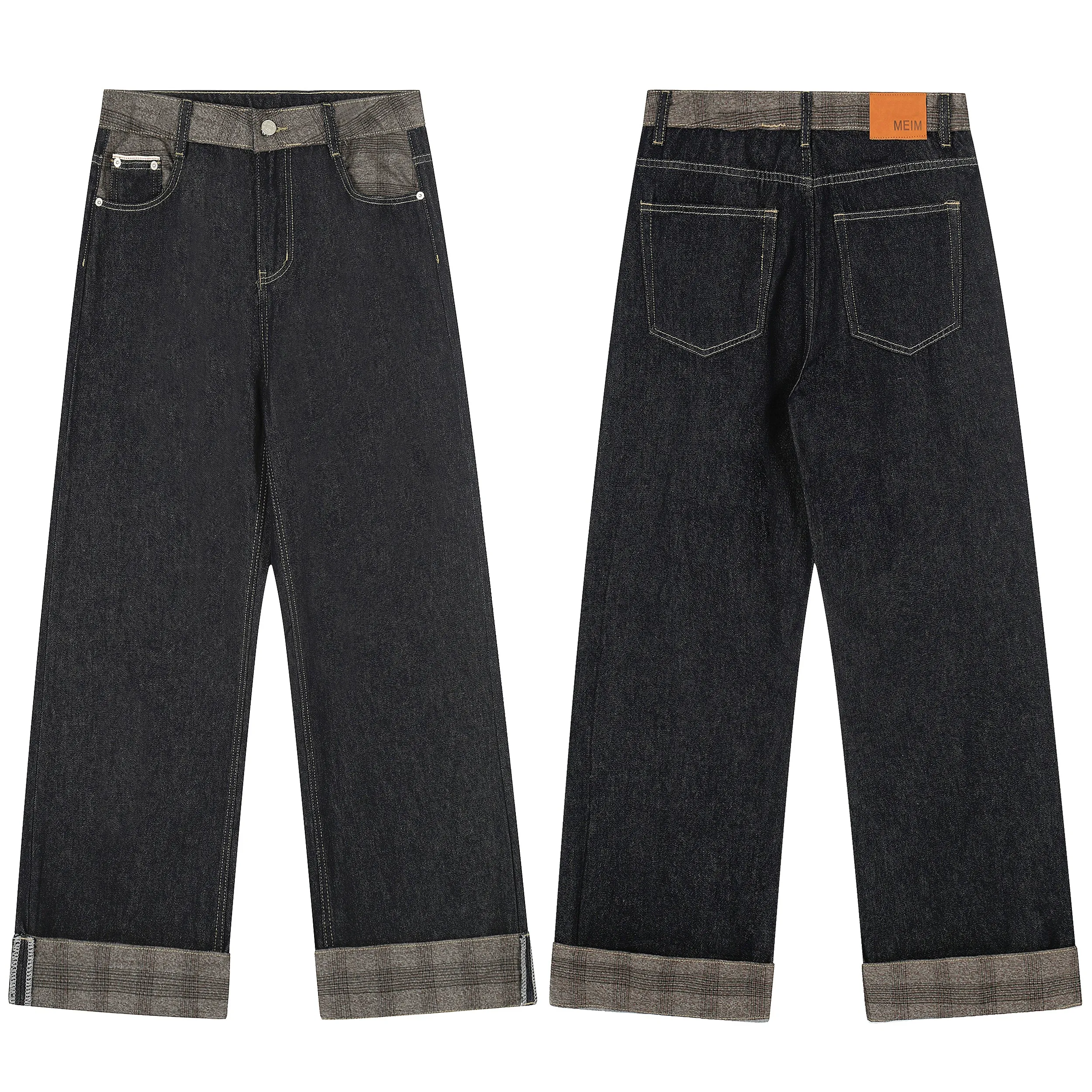 Omirad Contrast-Waist Cuffed Wide-Leg Pants sold by Omirad