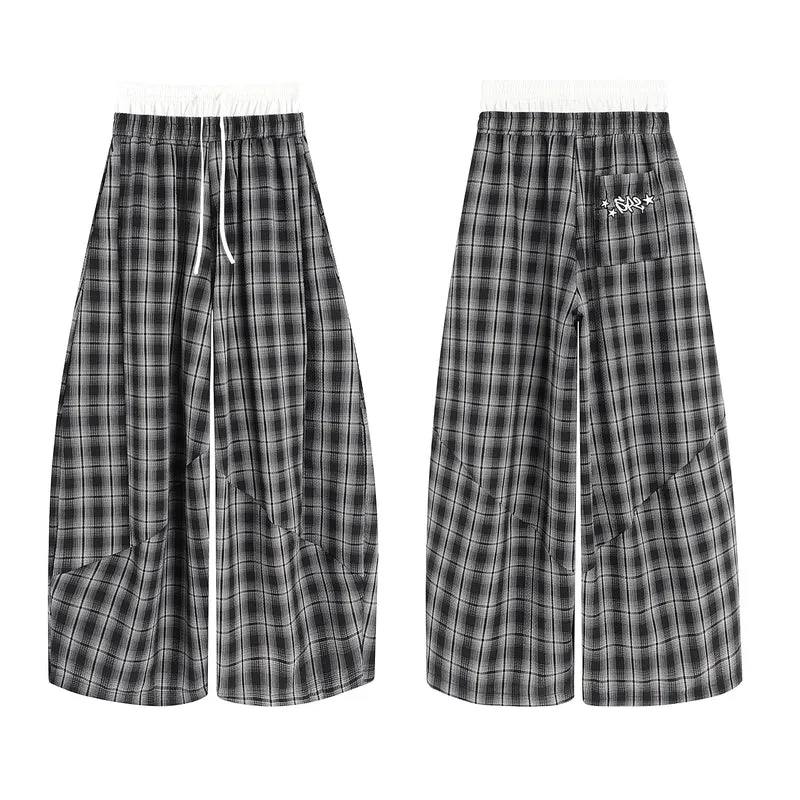 Omirad Plaid Wide-Leg Track Pants sold by Omirad