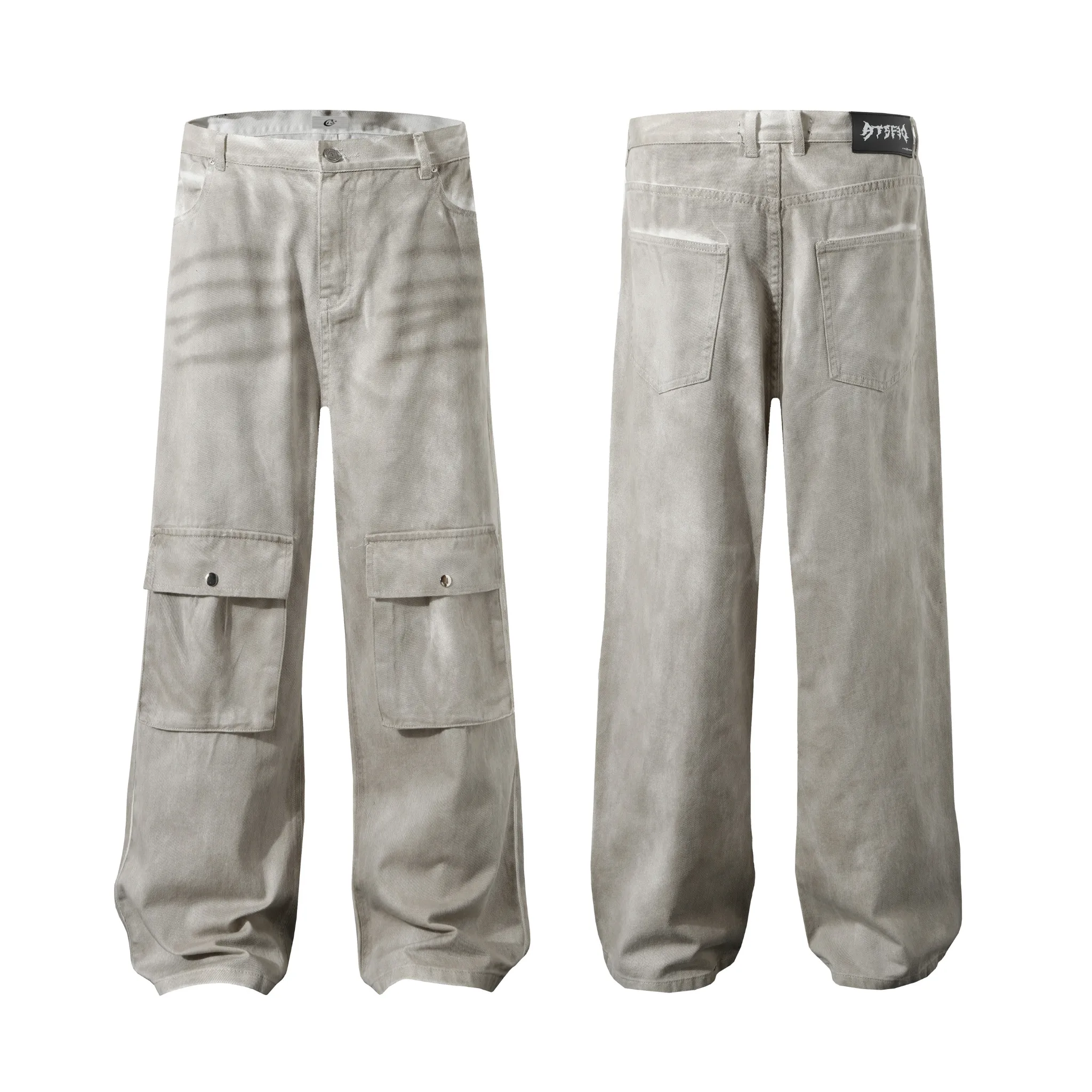 Omirad Washed Utility Cargo Wide-Leg Pants sold by Omirad