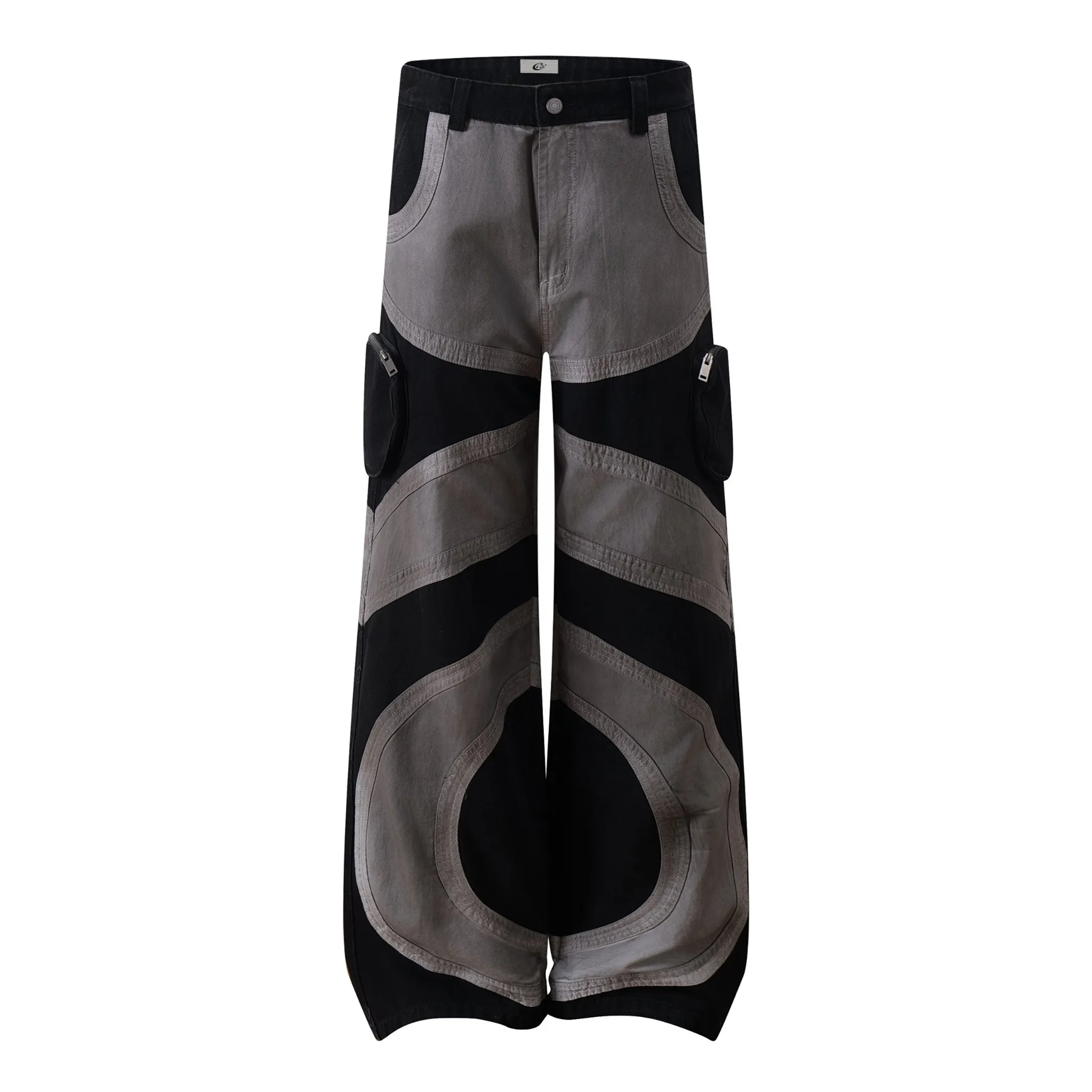 Omirad Multi-Panel Curved Contrast Wide-Leg Pants sold by Omirad product image thumbnail 2