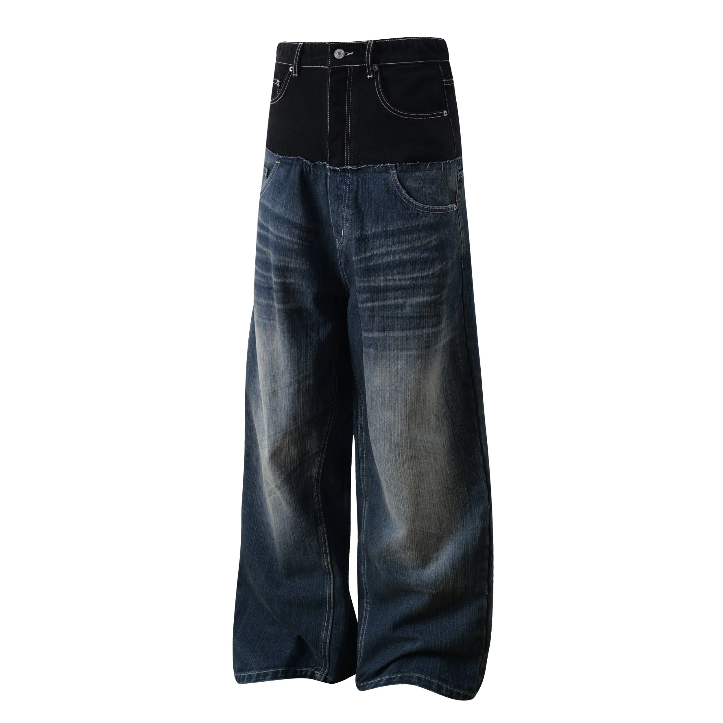 Omirad Two-Tone Washed Balloon Wide-Leg Jeans sold by Omirad product image thumbnail 3