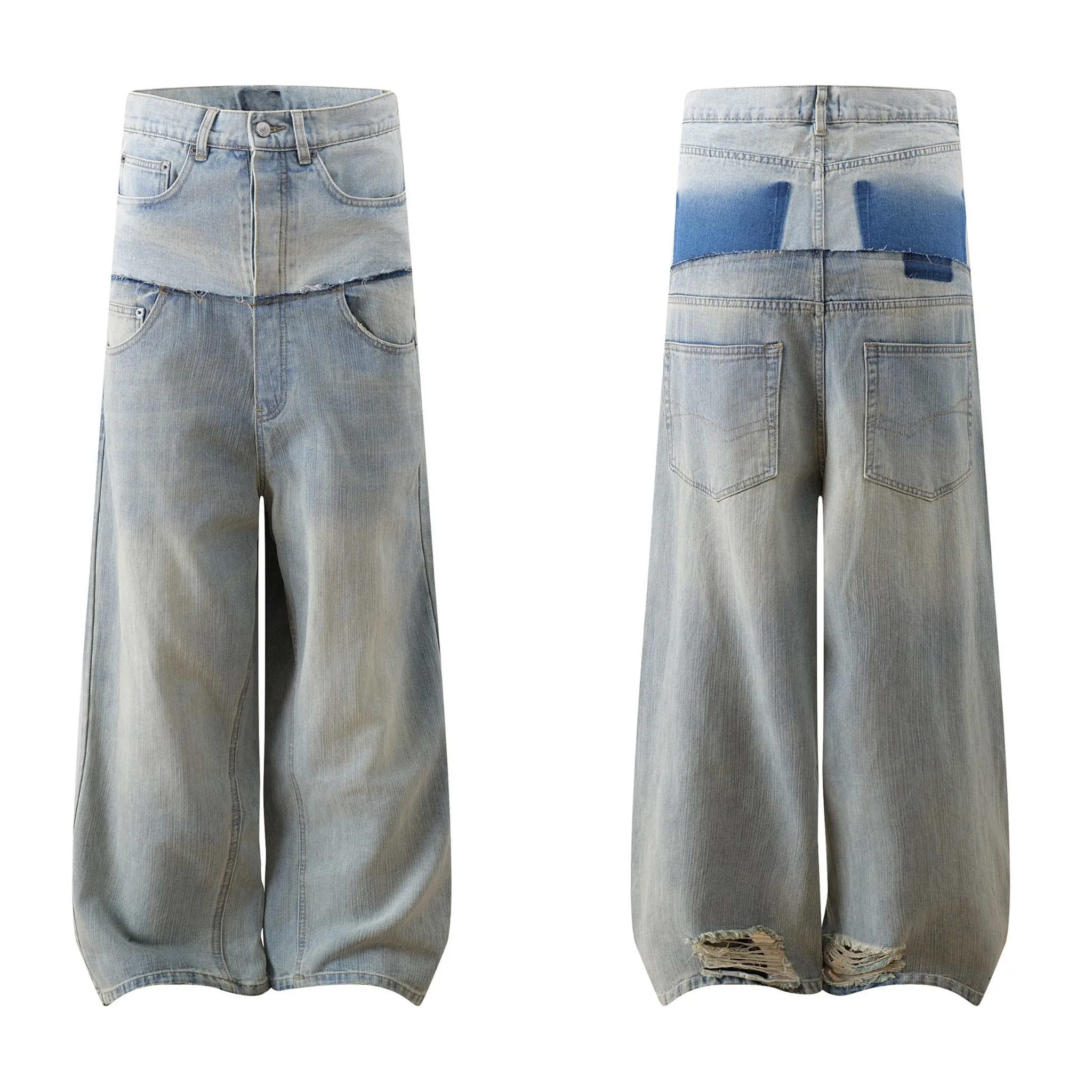 Omirad Two-Tone Washed Balloon Wide-Leg Jeans sold by Omirad product image thumbnail 5