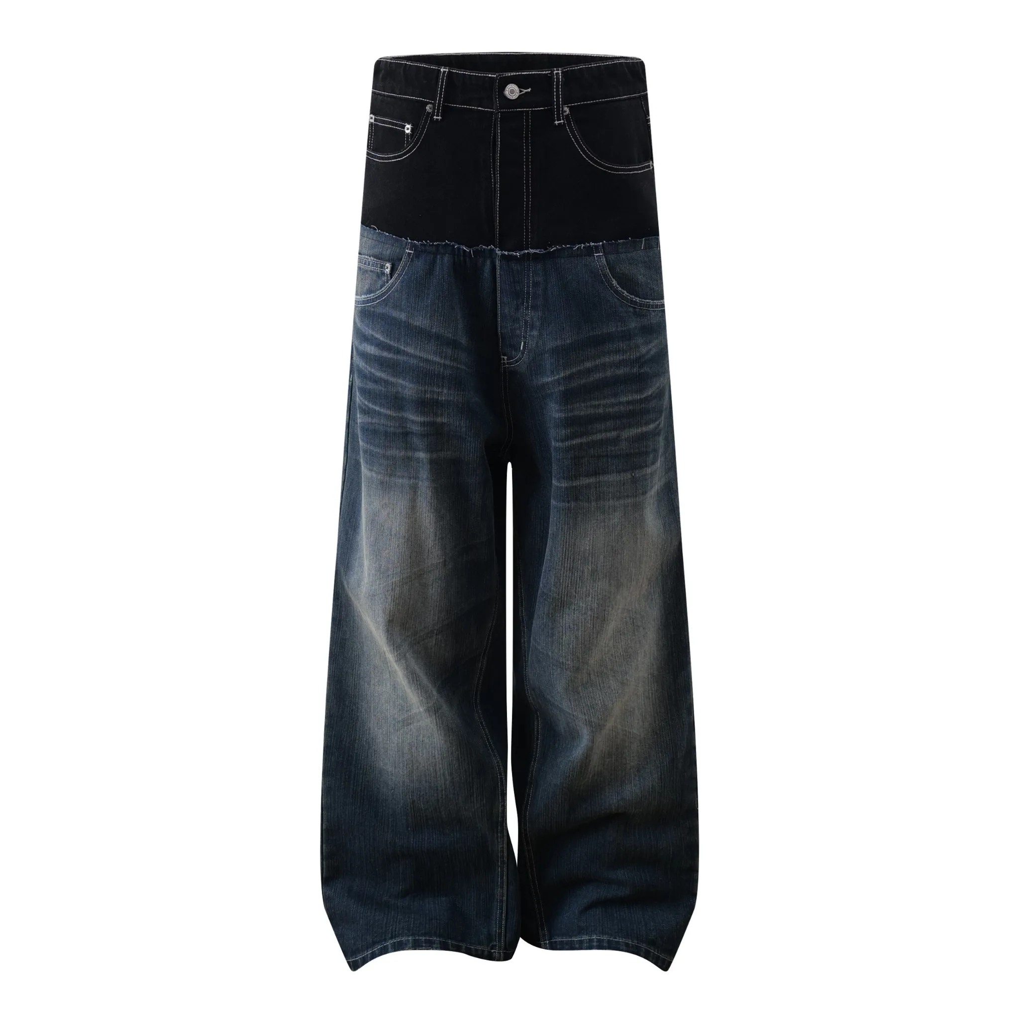Omirad Two-Tone Washed Balloon Wide-Leg Jeans sold by Omirad product image thumbnail 2