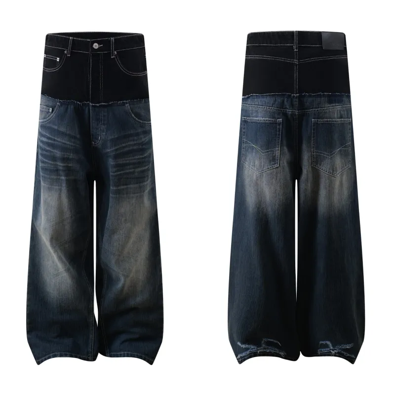 Omirad Two-Tone Washed Balloon Wide-Leg Jeans made by Omirad