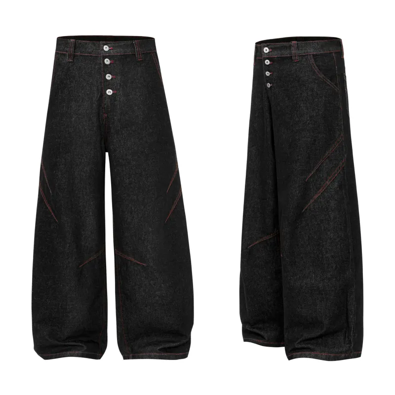 Omirad Multi-Button Wide Leg Denim Pants made by Omirad