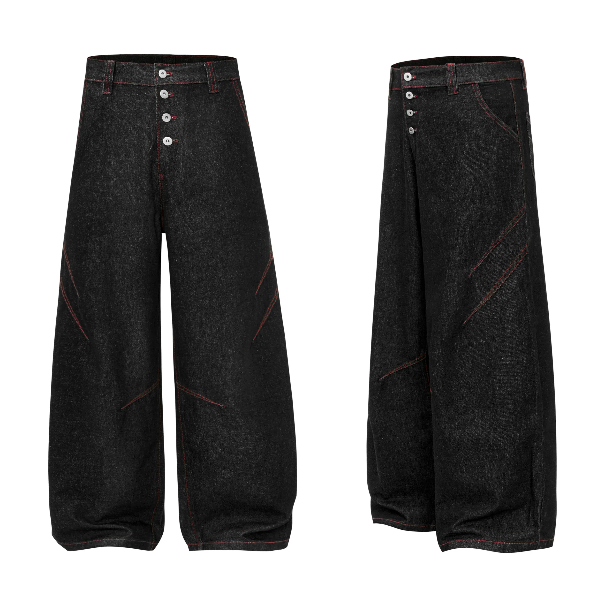 Omirad Multi-Button Wide Leg Denim Pants sold by Omirad