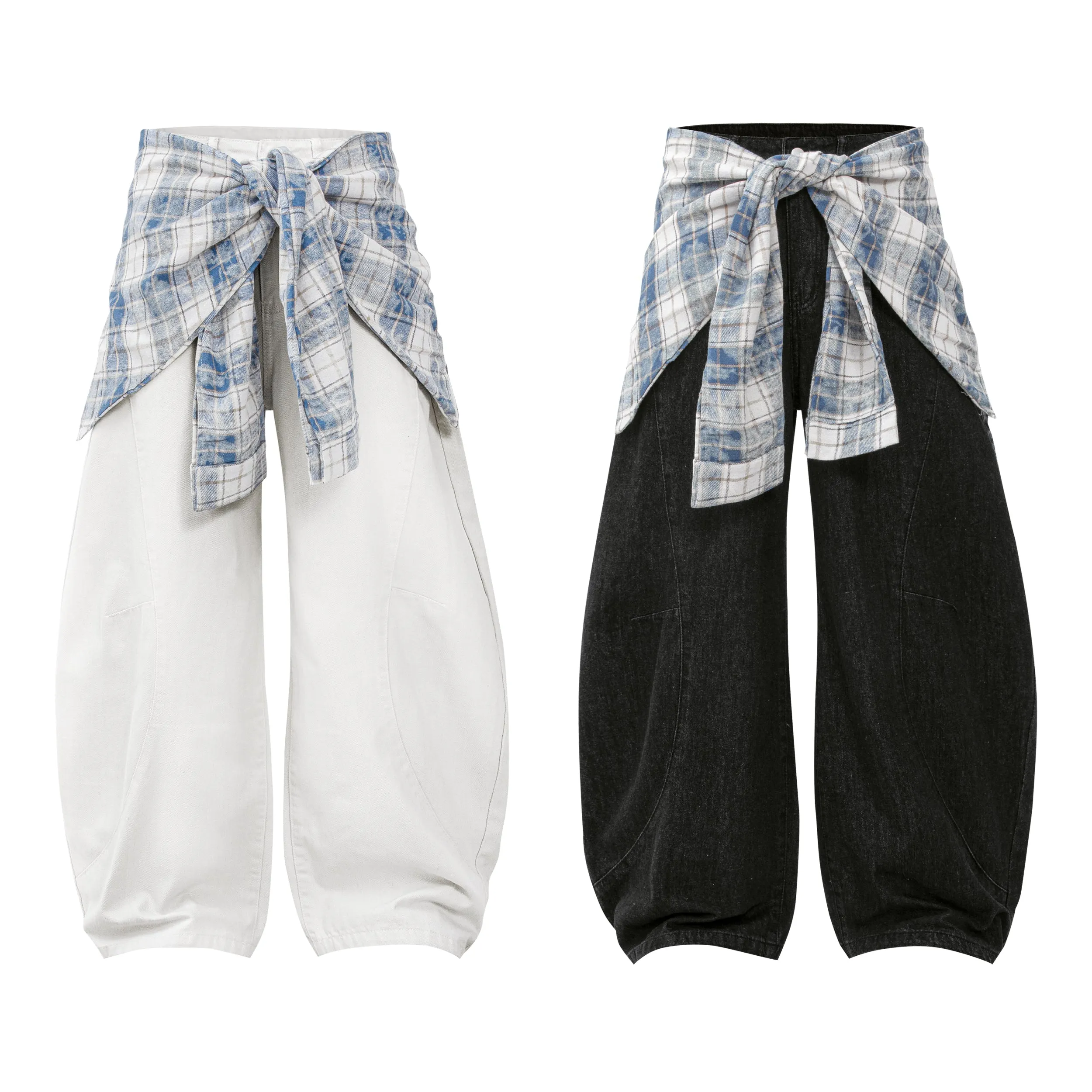 Omirad Layered Tie-Waist Baggy Pants sold by Omirad