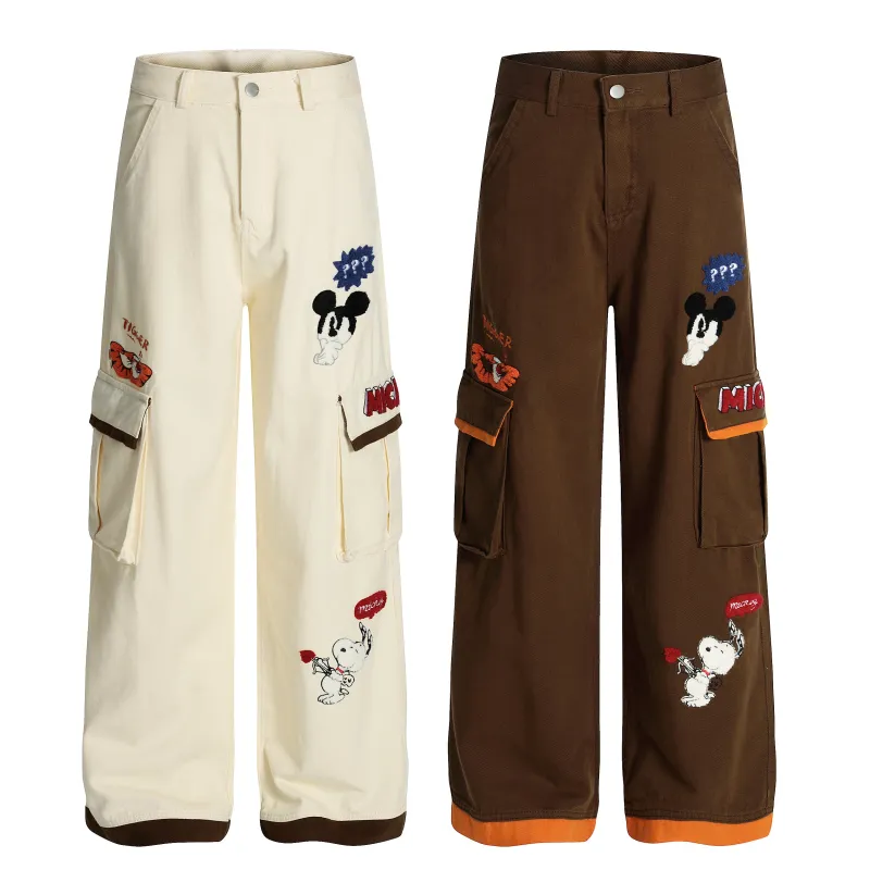 Omirad Cartoon Patch Cargo Wide-Leg Pants made by Omirad