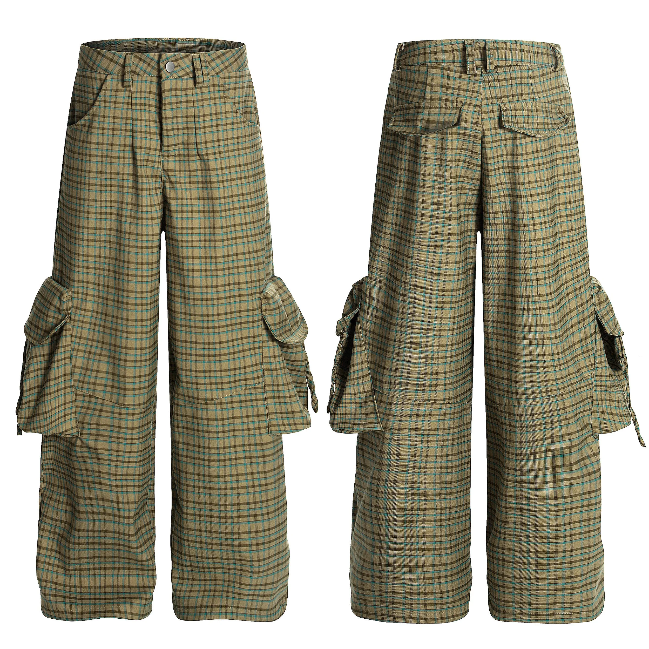 Omirad Plaid Cargo Wide-Leg Pants sold by Omirad