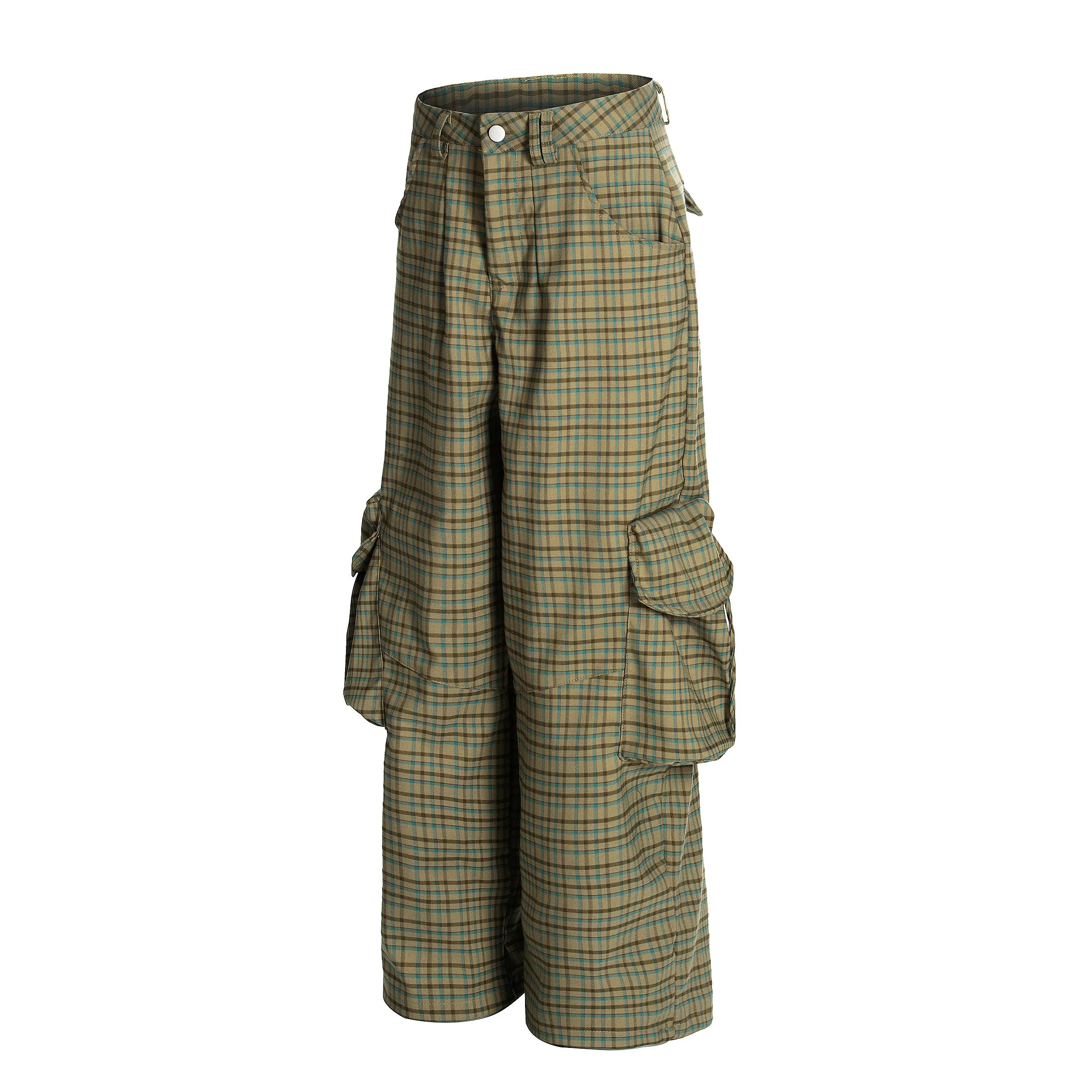 Omirad Plaid Cargo Wide-Leg Pants sold by Omirad product image thumbnail 3