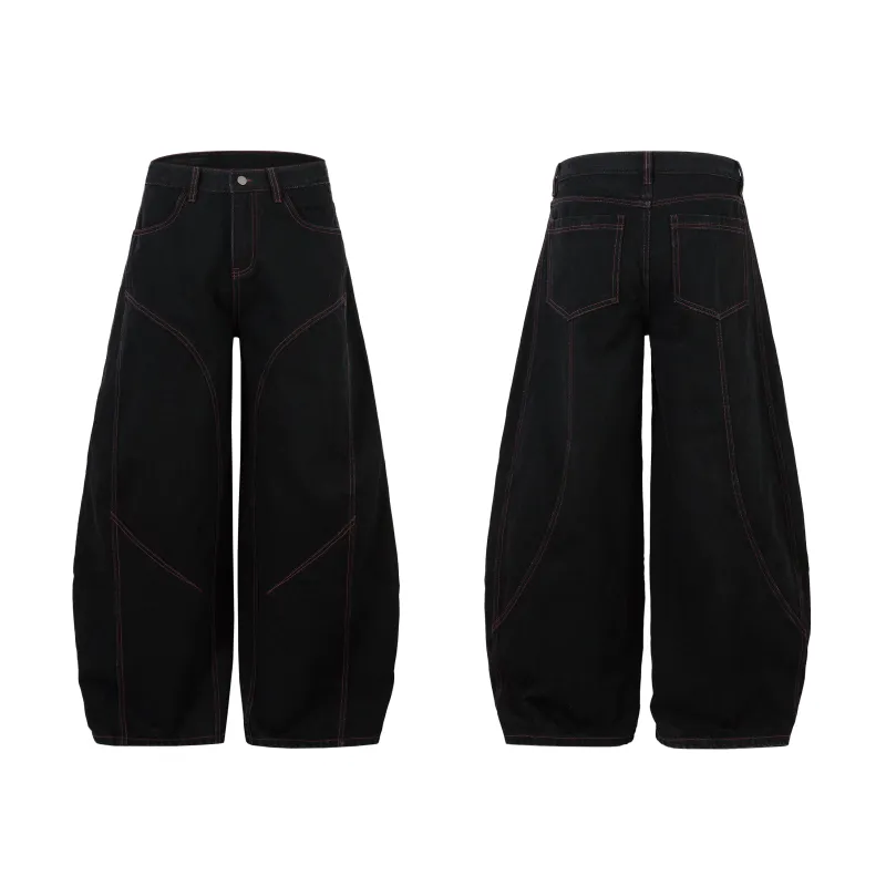 Omirad Curved Seam Wide-Leg Denim Pants made by Omirad