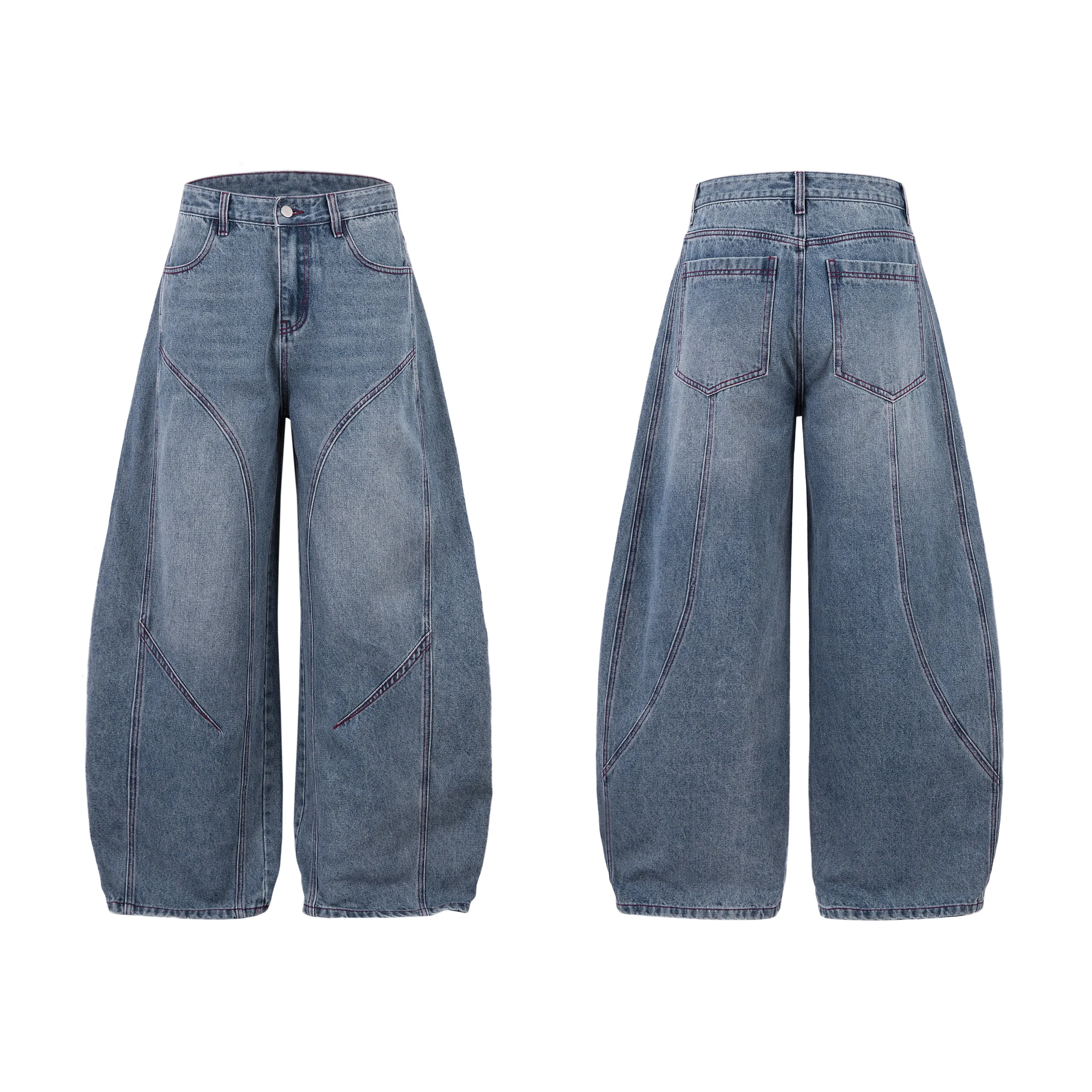 Omirad Curved Seam Wide-Leg Denim Pants sold by Omirad product image thumbnail 5