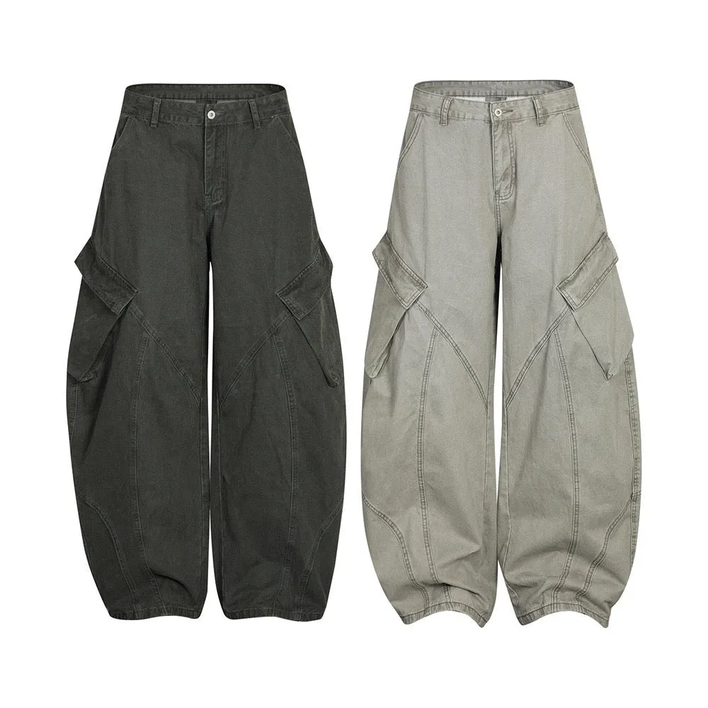 Omirad Curved-Panel Cargo Wide-Leg Pants sold by Omirad