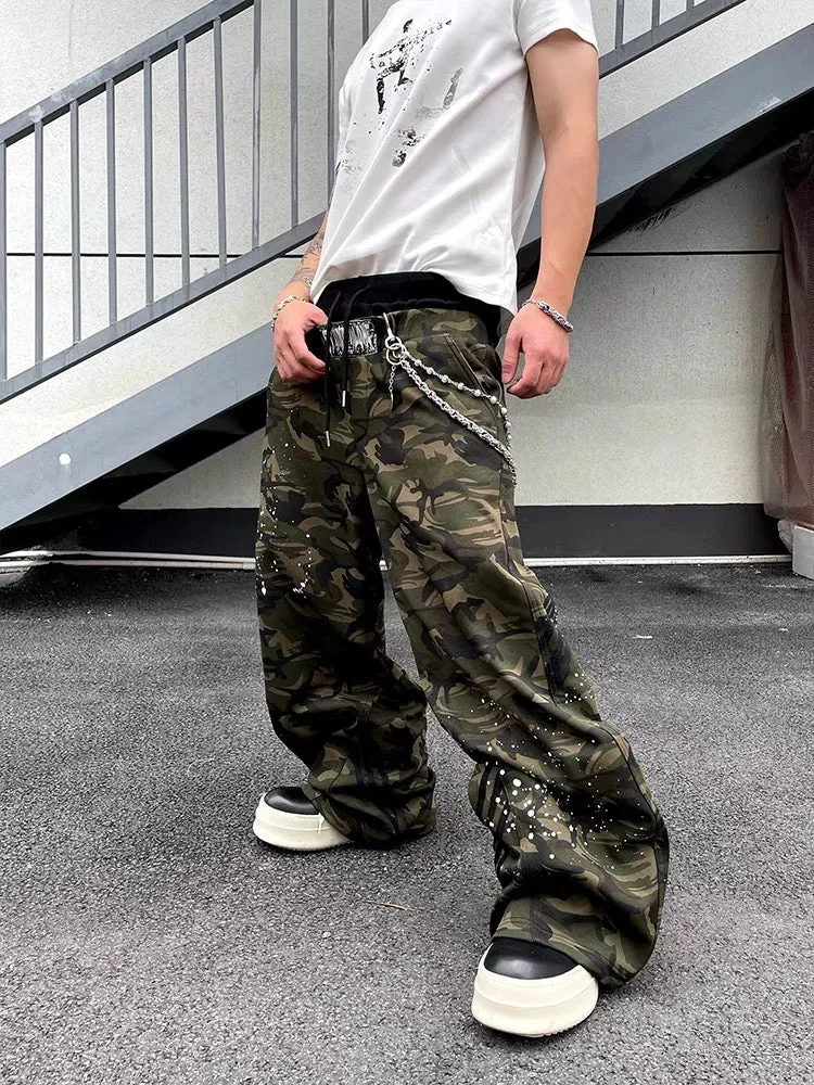 Omirad Camo Paint-Splatter Wide-Leg Pants sold by Omirad product image thumbnail 3