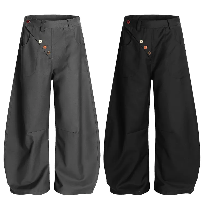 Omirad Multi-Button Utility Wide-Leg Pants made by Omirad