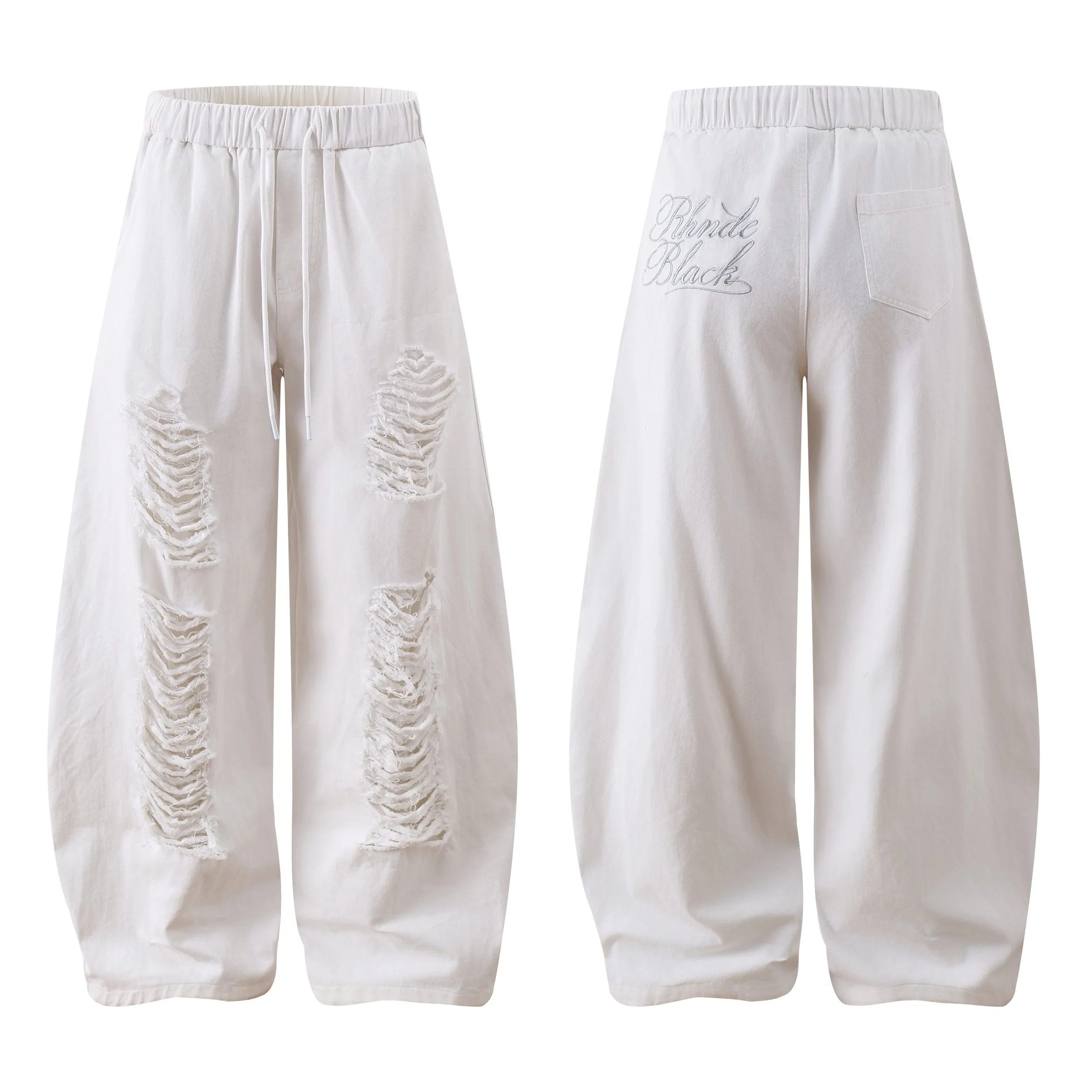 Omirad Distressed Wide-Leg Pants sold by Omirad