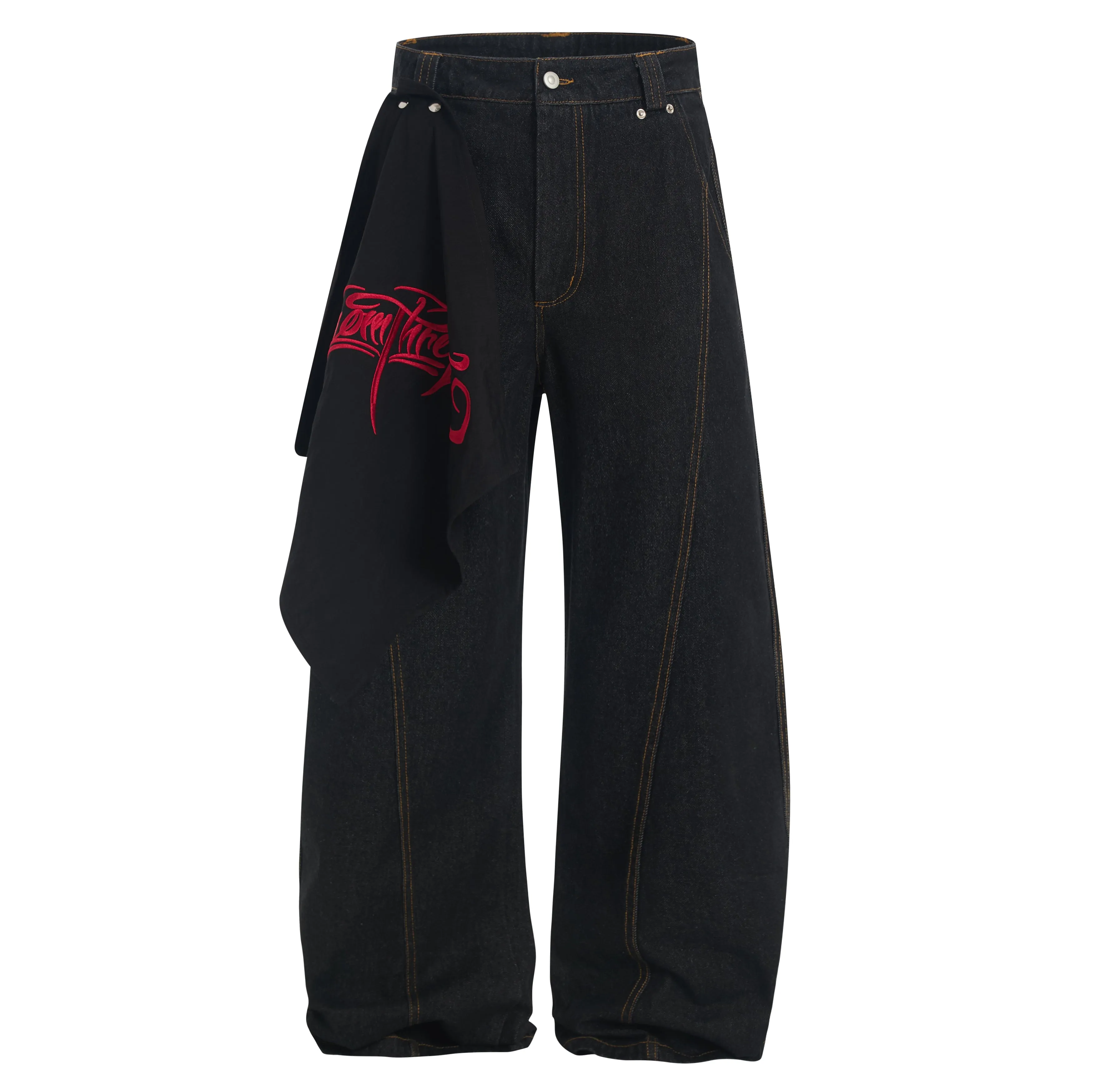 Omirad Wide-Leg Pants with Embroidered Side Drape sold by Omirad product image thumbnail 2