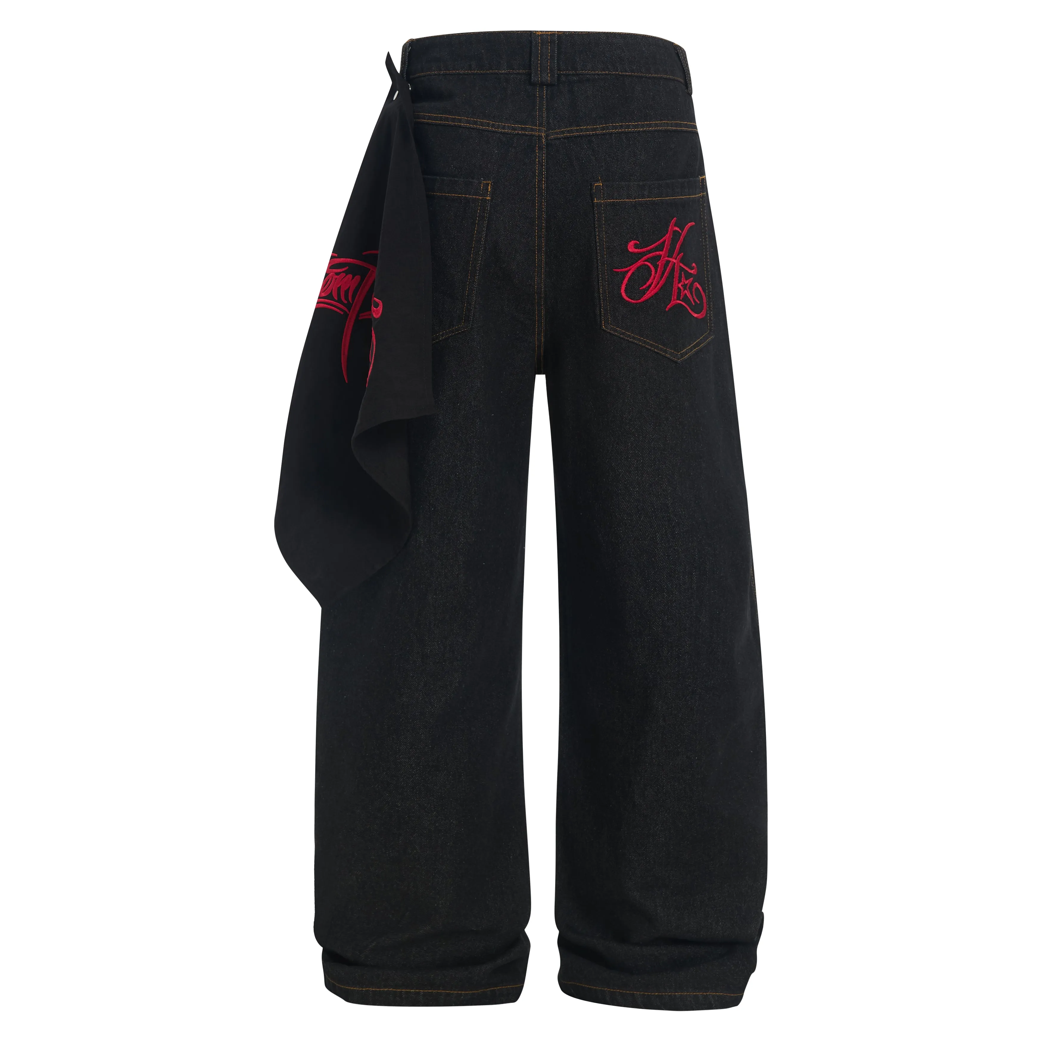 Omirad Wide-Leg Pants with Embroidered Side Drape sold by Omirad product image thumbnail 4