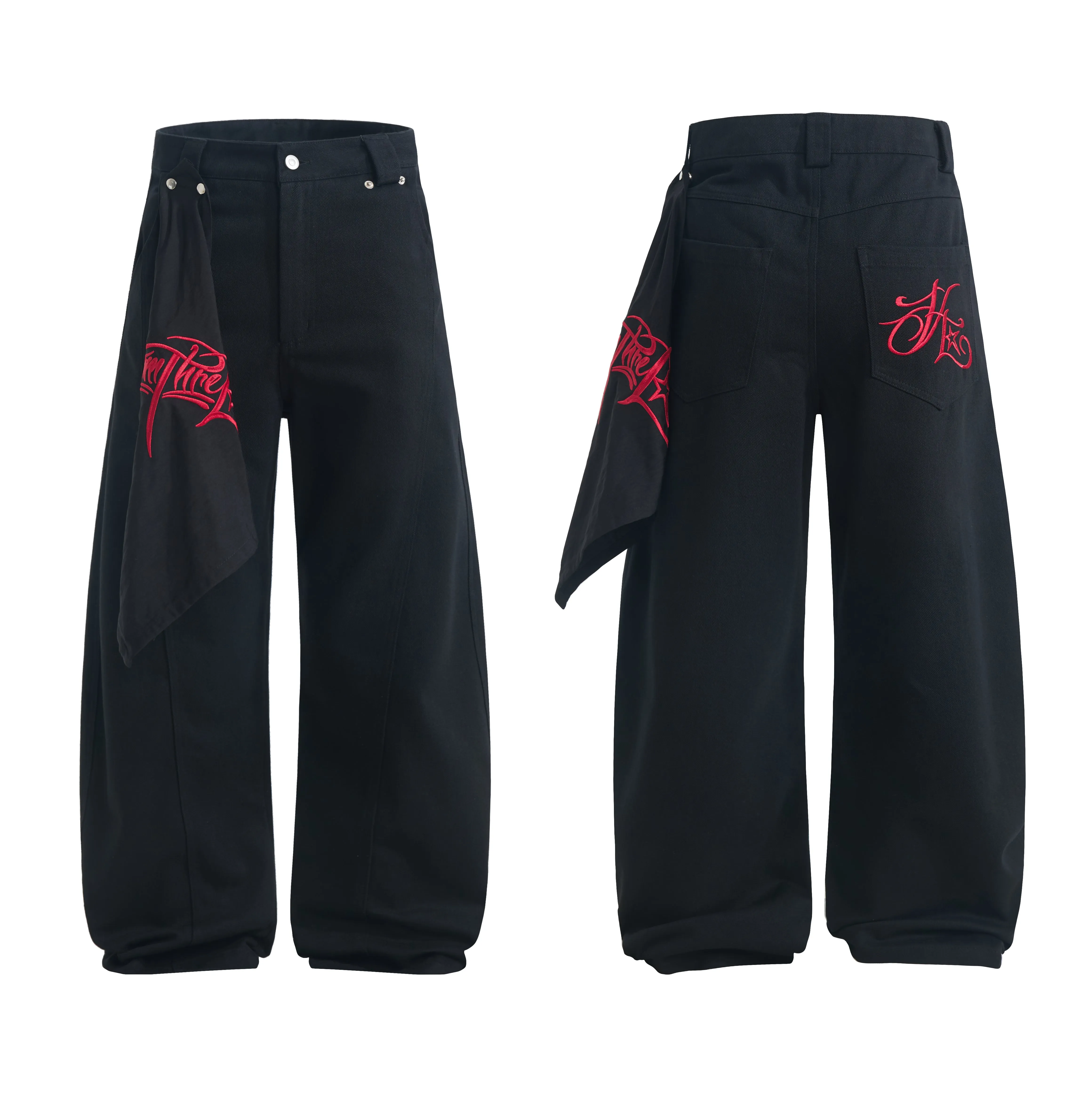 Omirad Wide-Leg Pants with Embroidered Side Drape sold by Omirad product image thumbnail 5