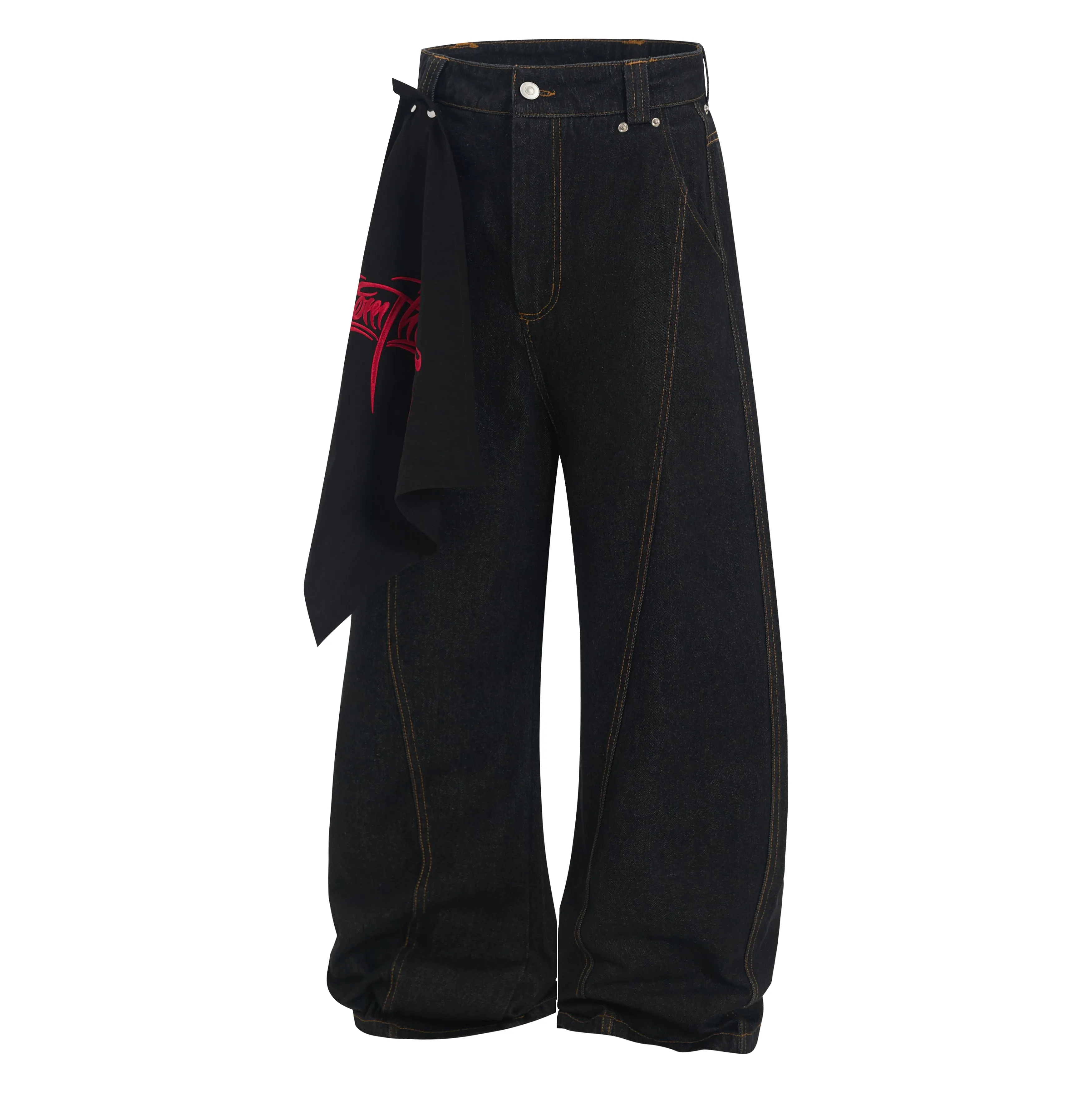 Omirad Wide-Leg Pants with Embroidered Side Drape sold by Omirad product image thumbnail 3