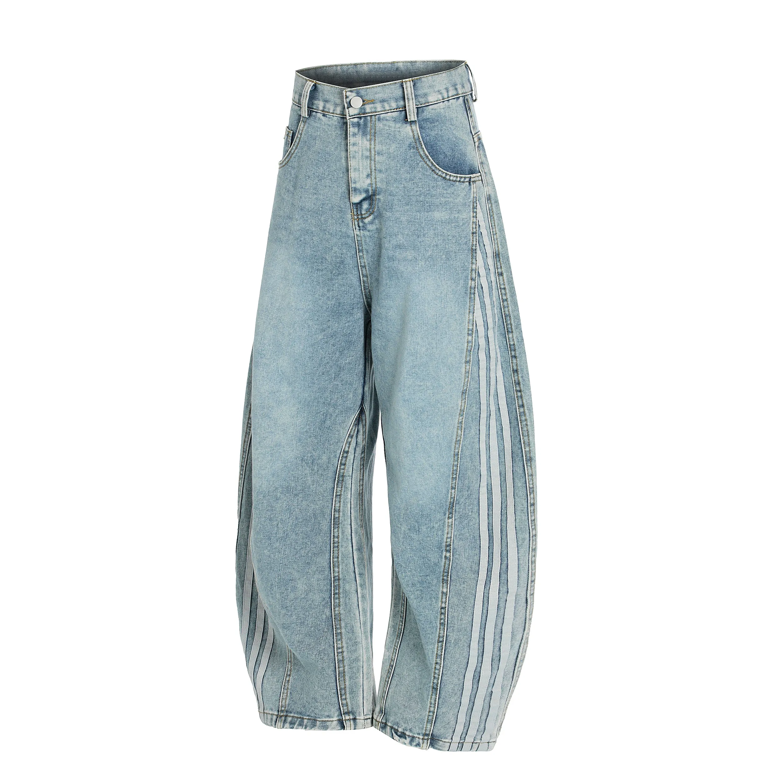 Omirad Triple-Stripe Washed Wide-Leg Denim Pants sold by Omirad product image thumbnail 4