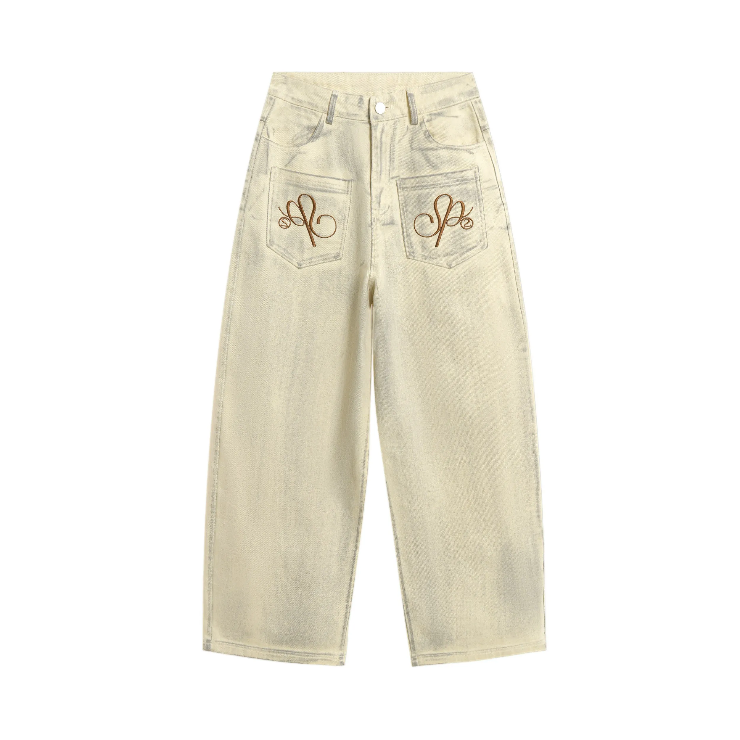 Omirad Embroidered Pocket Wide-Leg Denim Pants sold by Omirad product image thumbnail 2