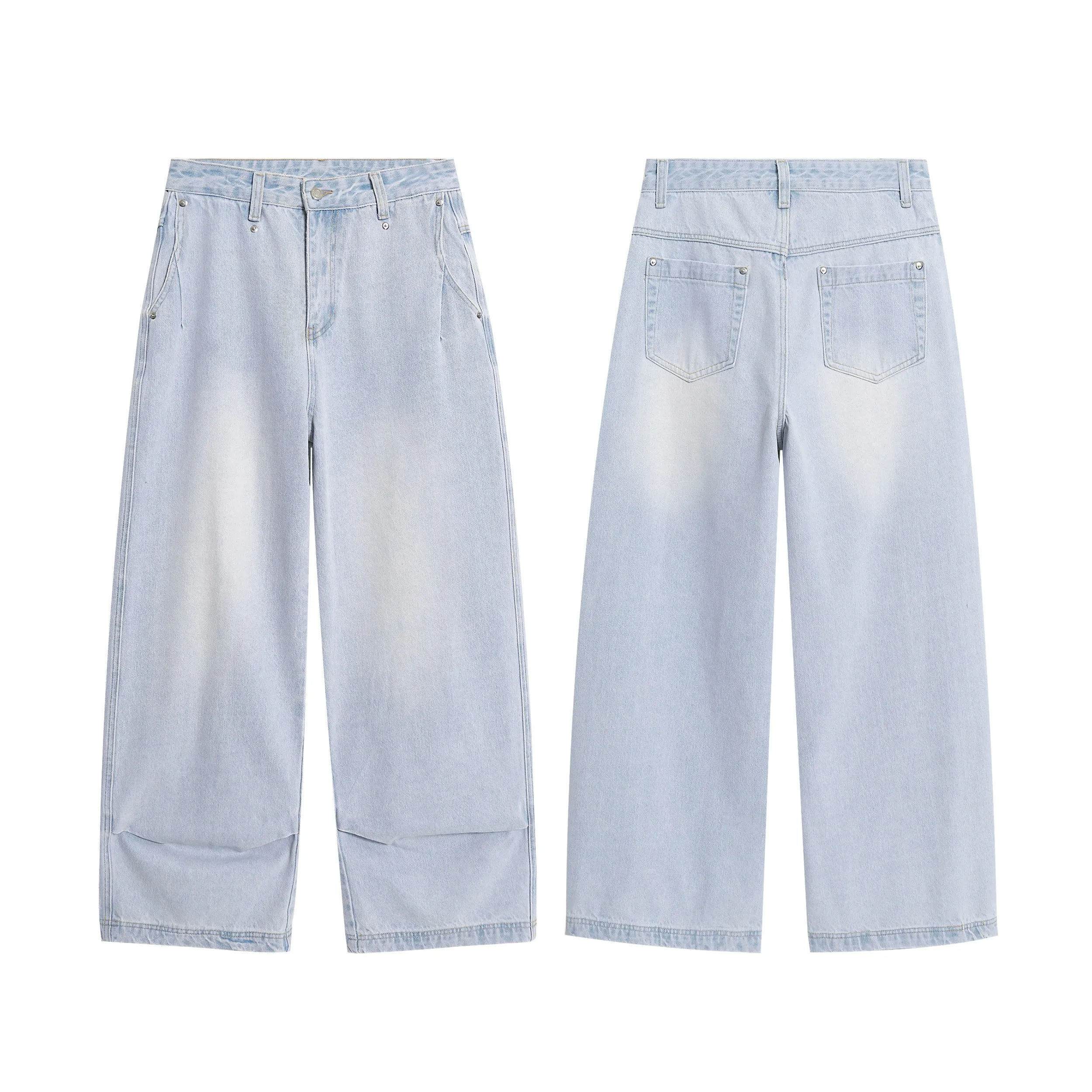 Omirad Light-Wash Wide-Leg Denim Pants sold by Omirad