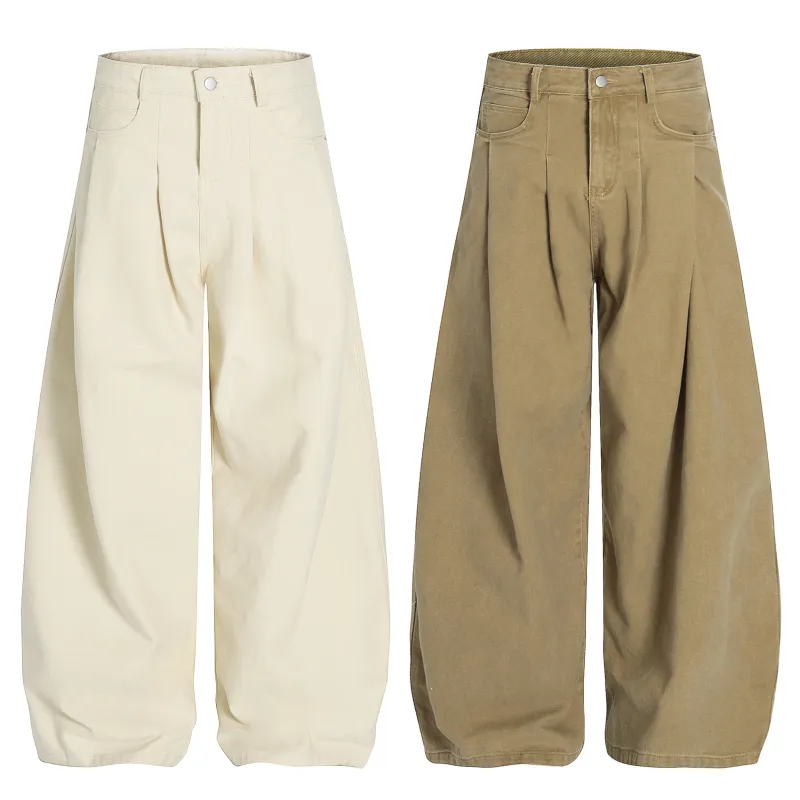 Omirad Wide-Leg Pleated Canvas Pants made by Omirad