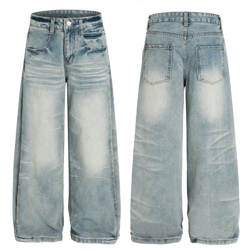 Omirad Vintage Wash Wide-Leg Denim Pants made by Omirad