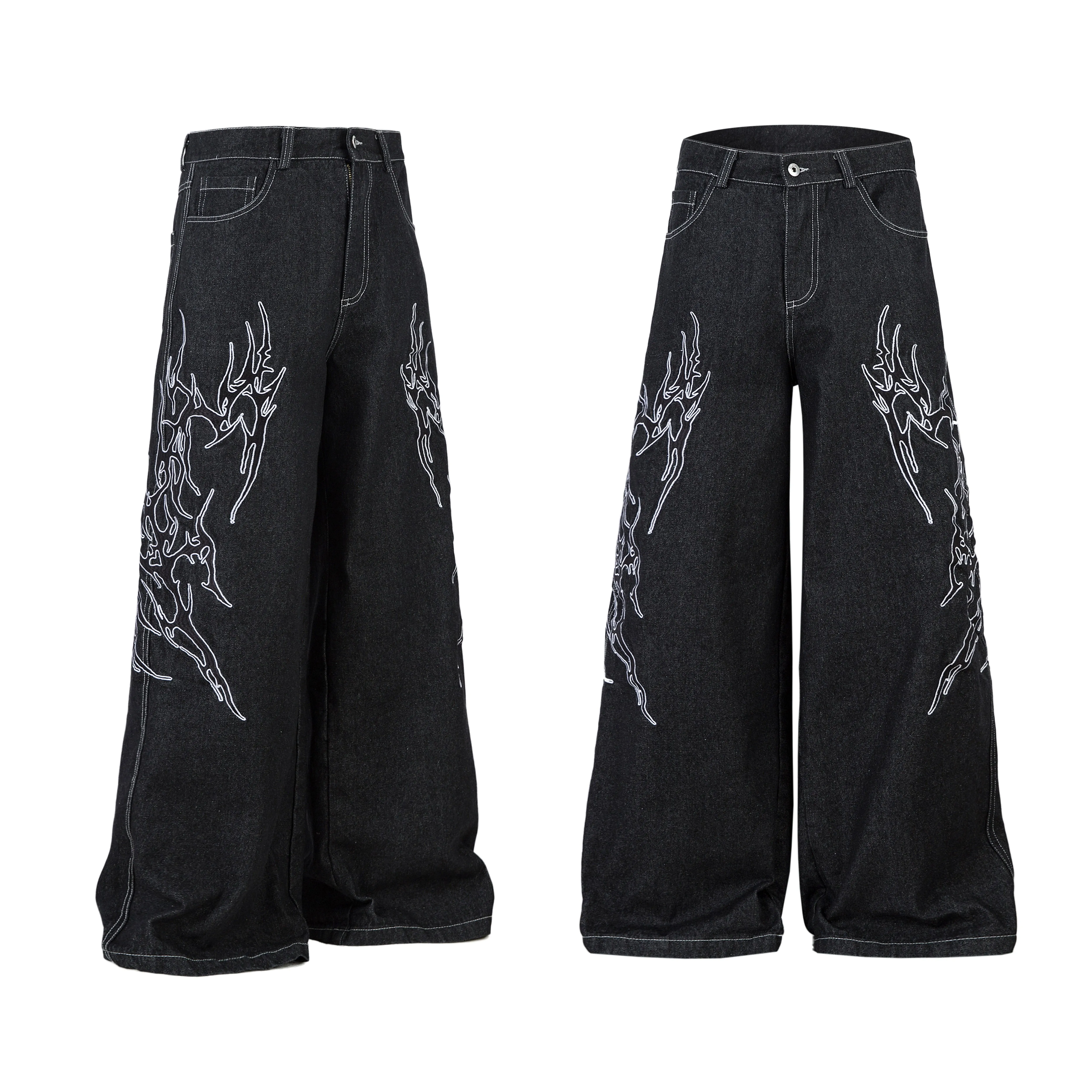 Omirad Tribal Wide-Leg Denim Pants sold by Omirad