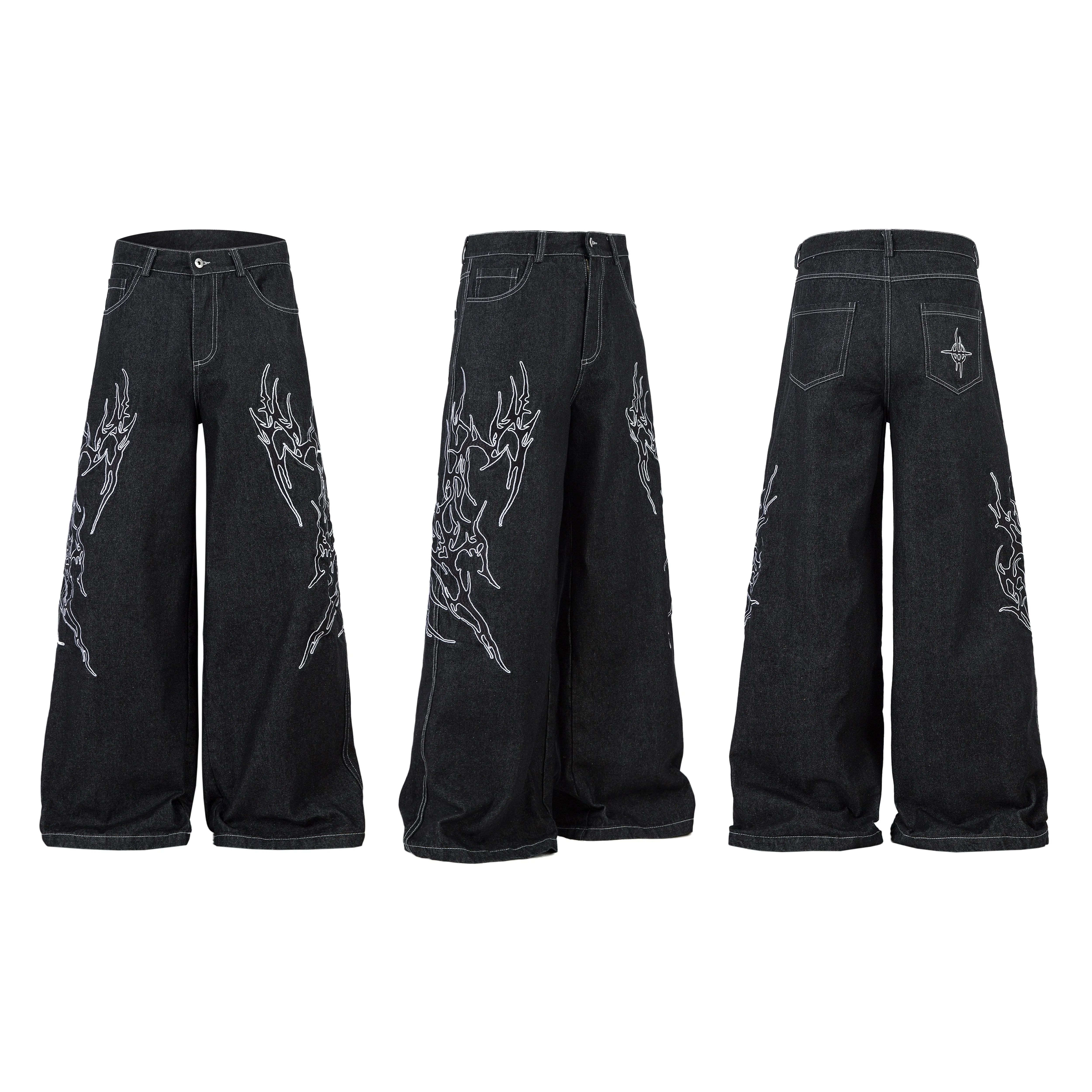 Omirad Tribal Wide-Leg Denim Pants sold by Omirad product image thumbnail 5