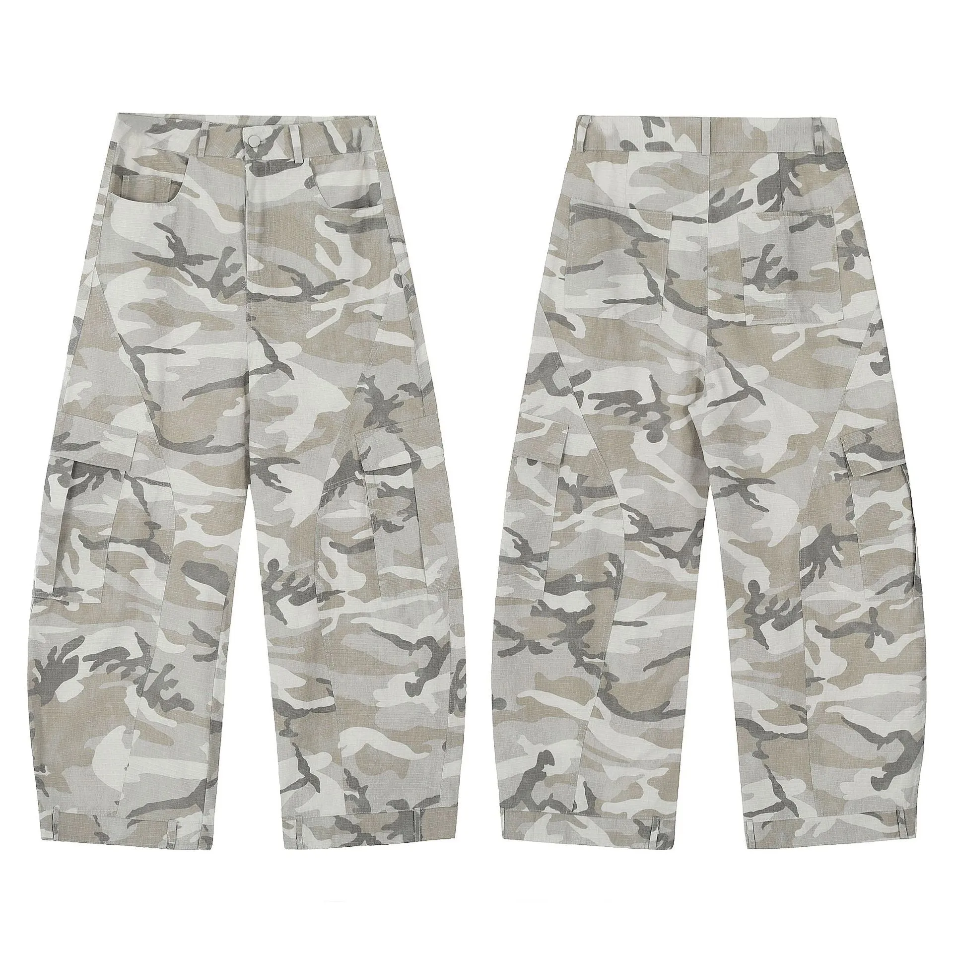 Omirad Arctic Camo Paneled Wide-Leg Pants sold by Omirad