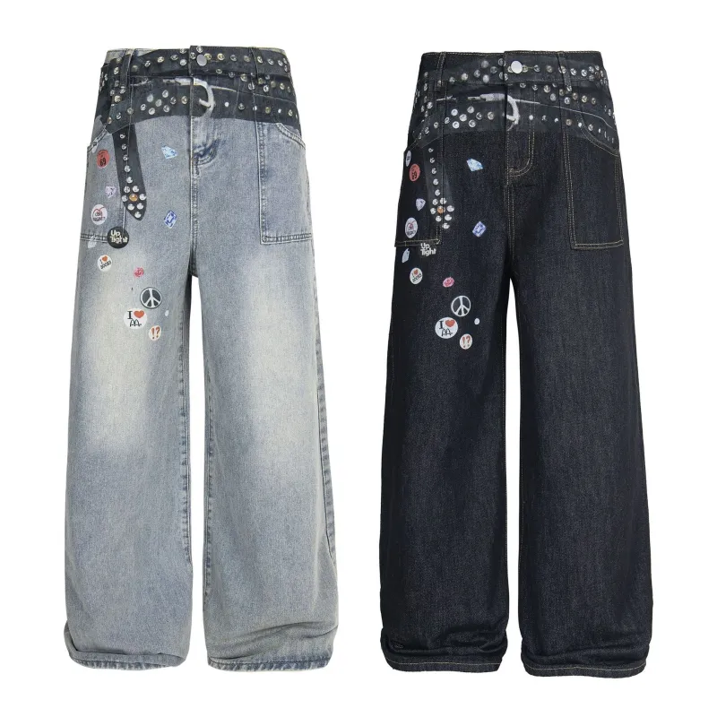 Omirad Studded Patch Denim Pants made by Omirad
