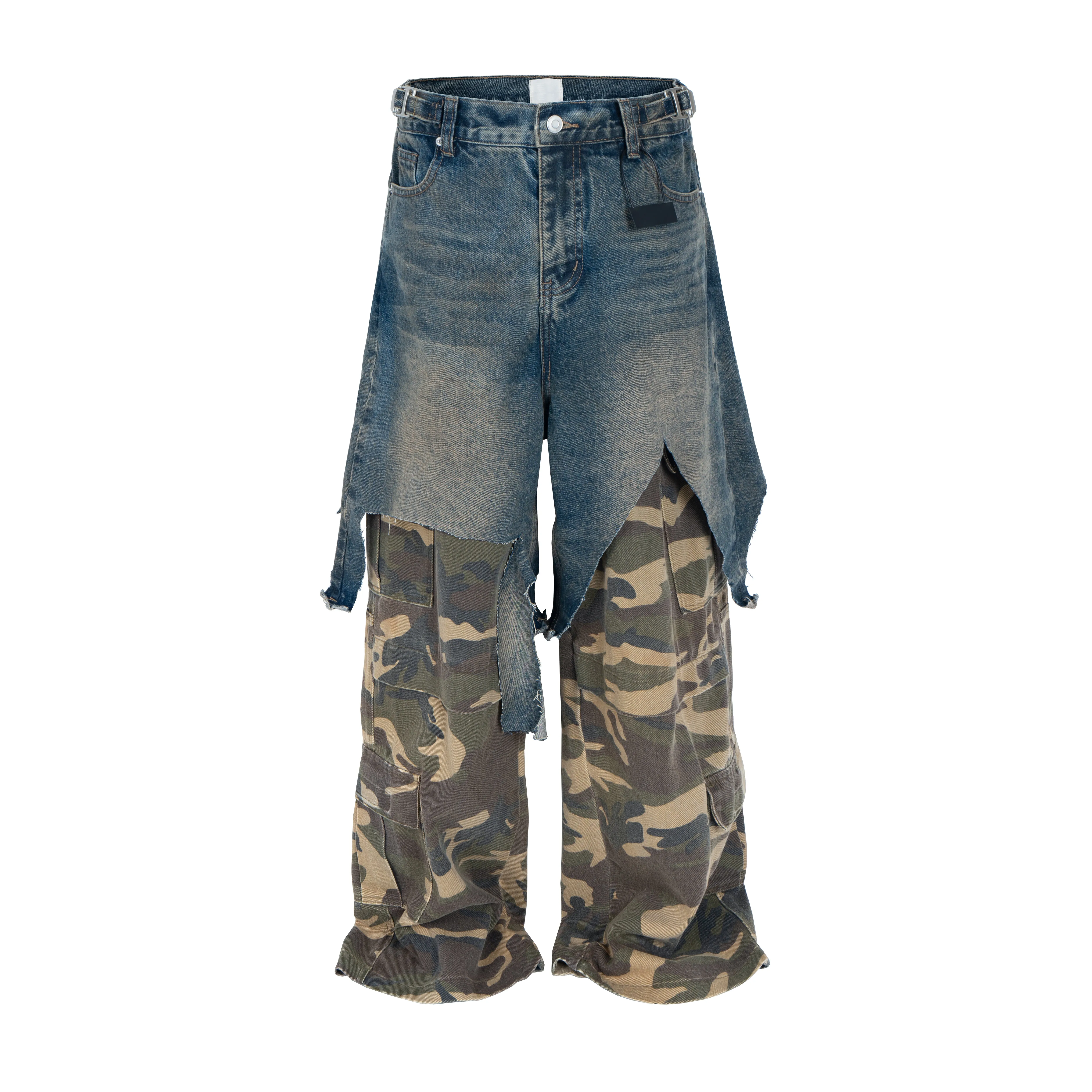 Omirad Layered Camo Denim Hybrid Pants sold by Omirad