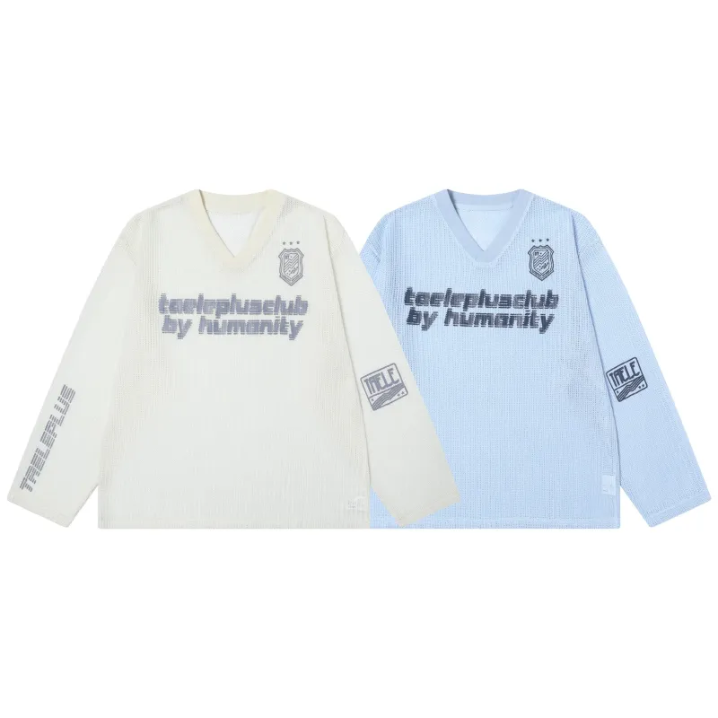 Omirad Mesh V-Neck Long Sleeve Tee sold by Omirad