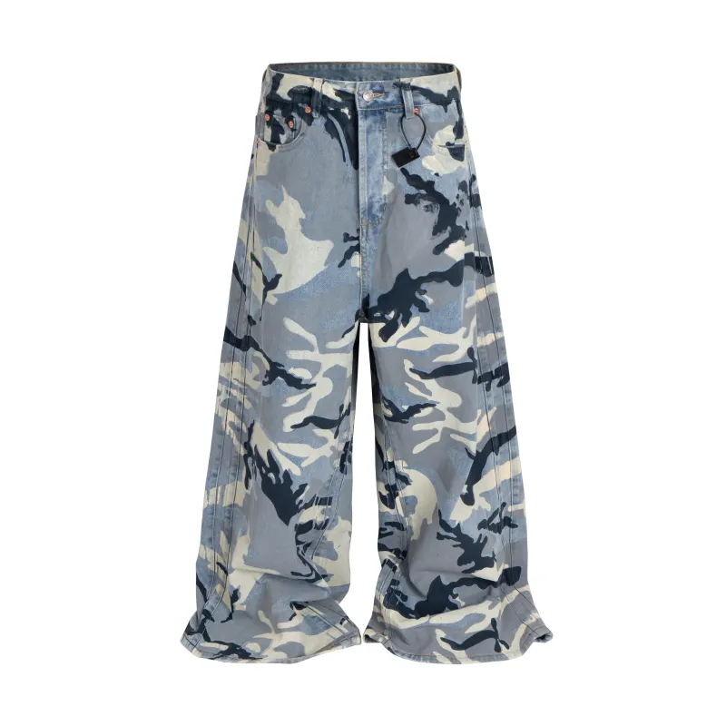 Omirad Camo Wide-Leg Denim Pants made by Omirad