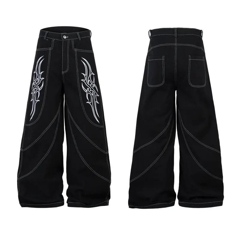 Omirad Tribal Stitch Wide-Leg Jeans made by Omirad