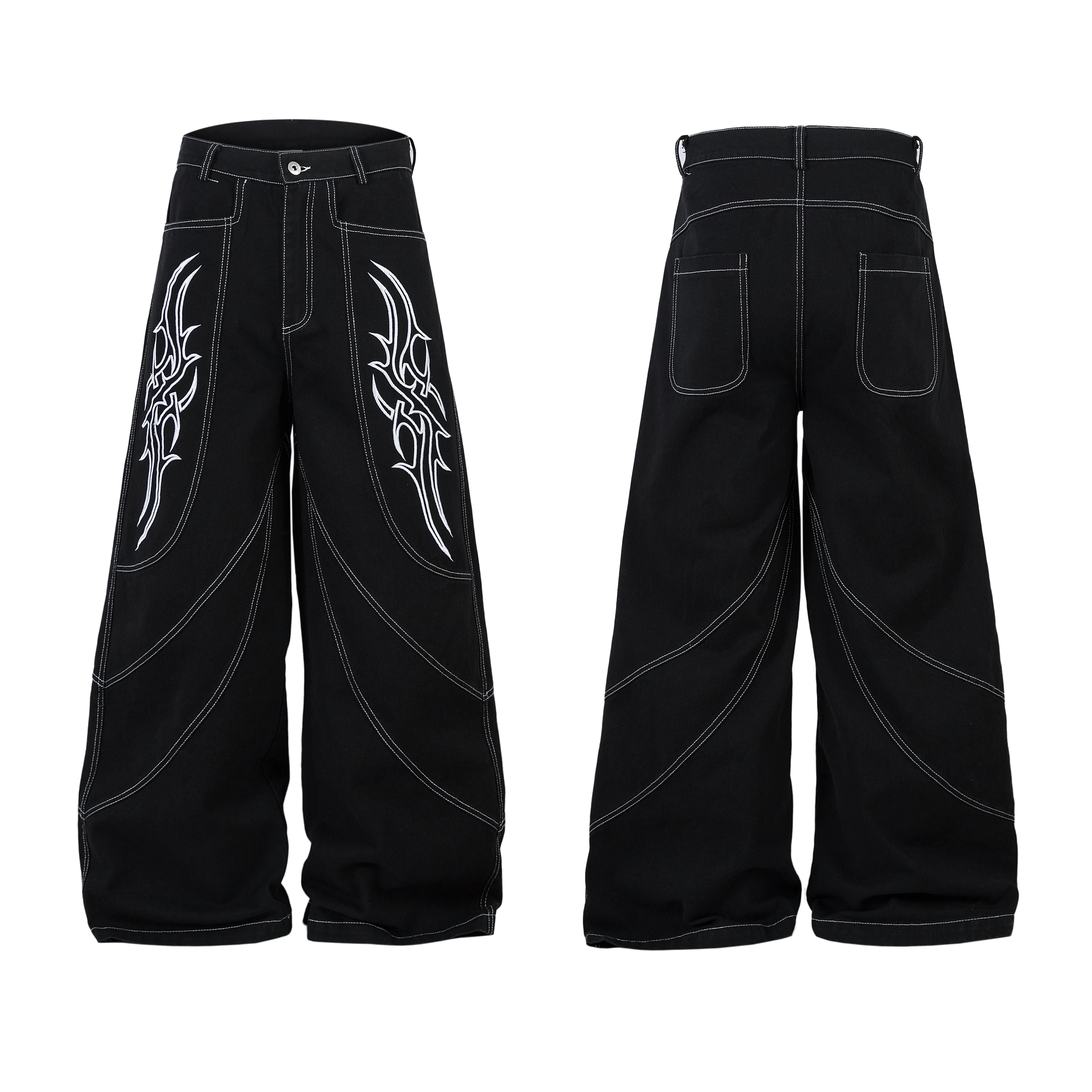 Omirad Tribal Stitch Wide-Leg Jeans sold by Omirad