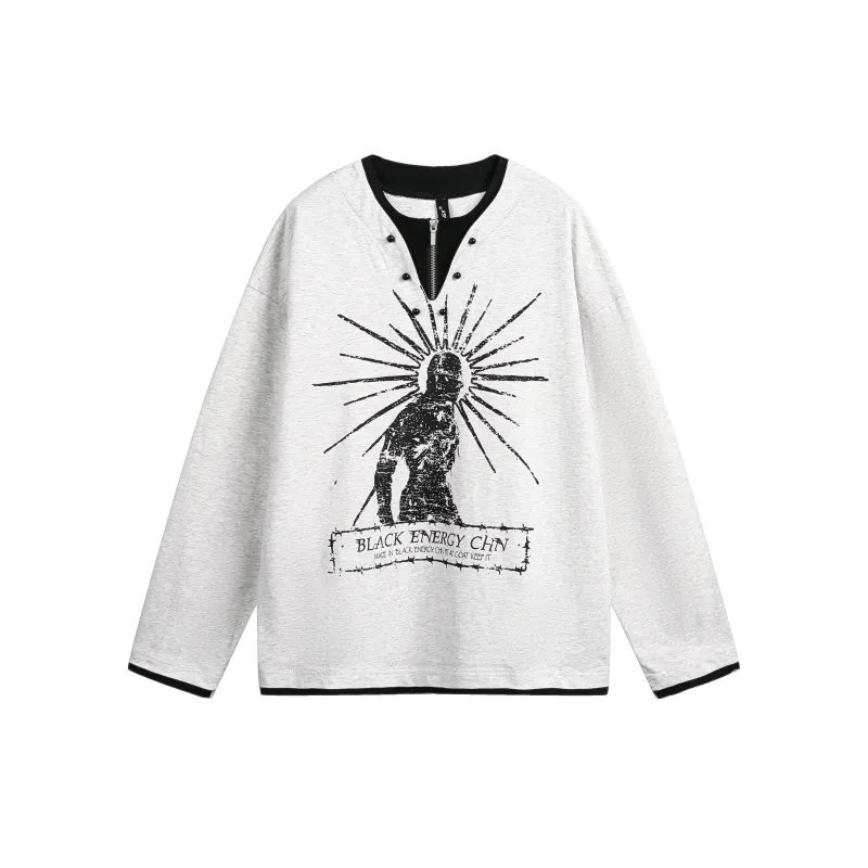 Omirad Black Energy Vintage Graphic Long-Sleeve Tee made by Omirad