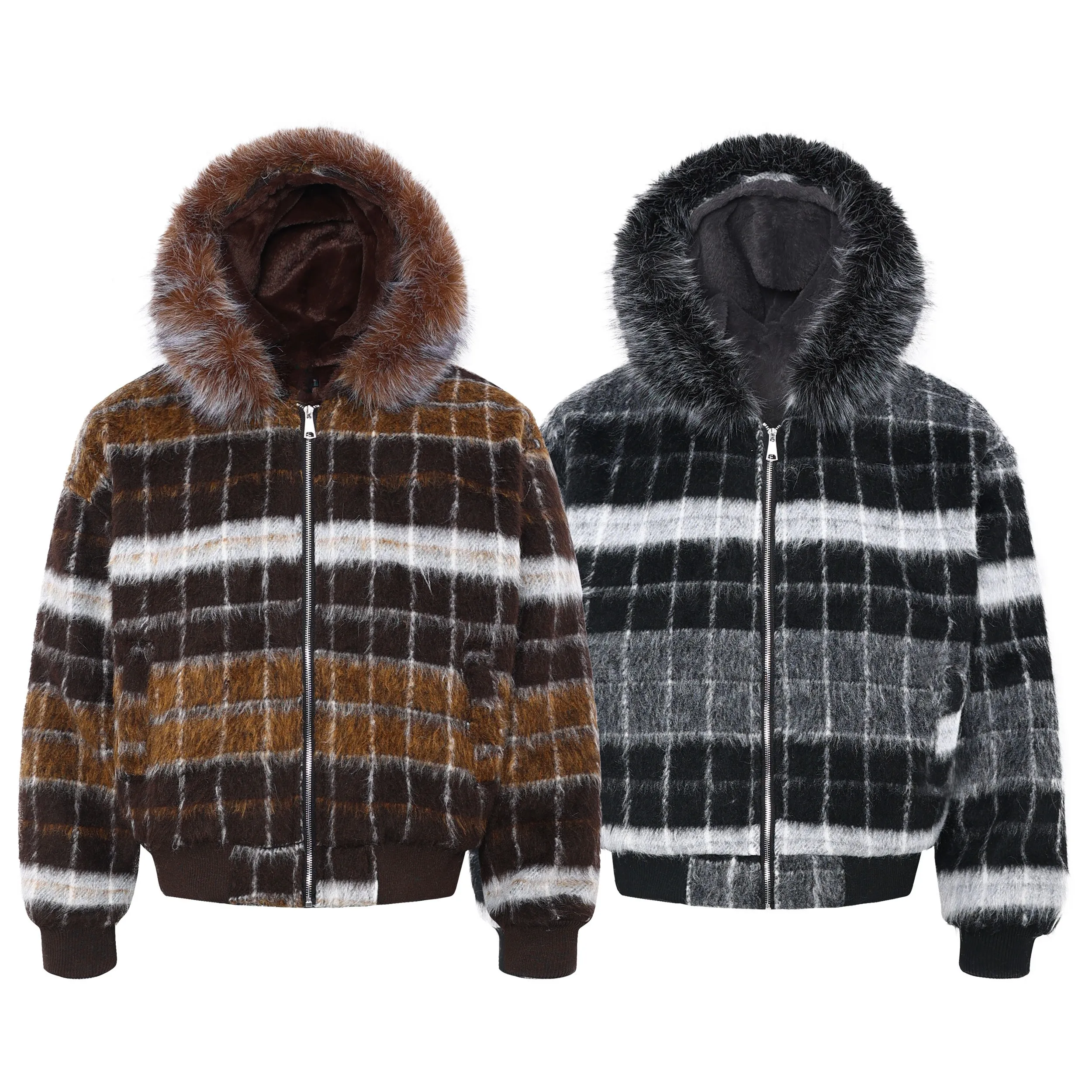 Omirad Fur-Hood Plaid Performance Jacket sold by Omirad