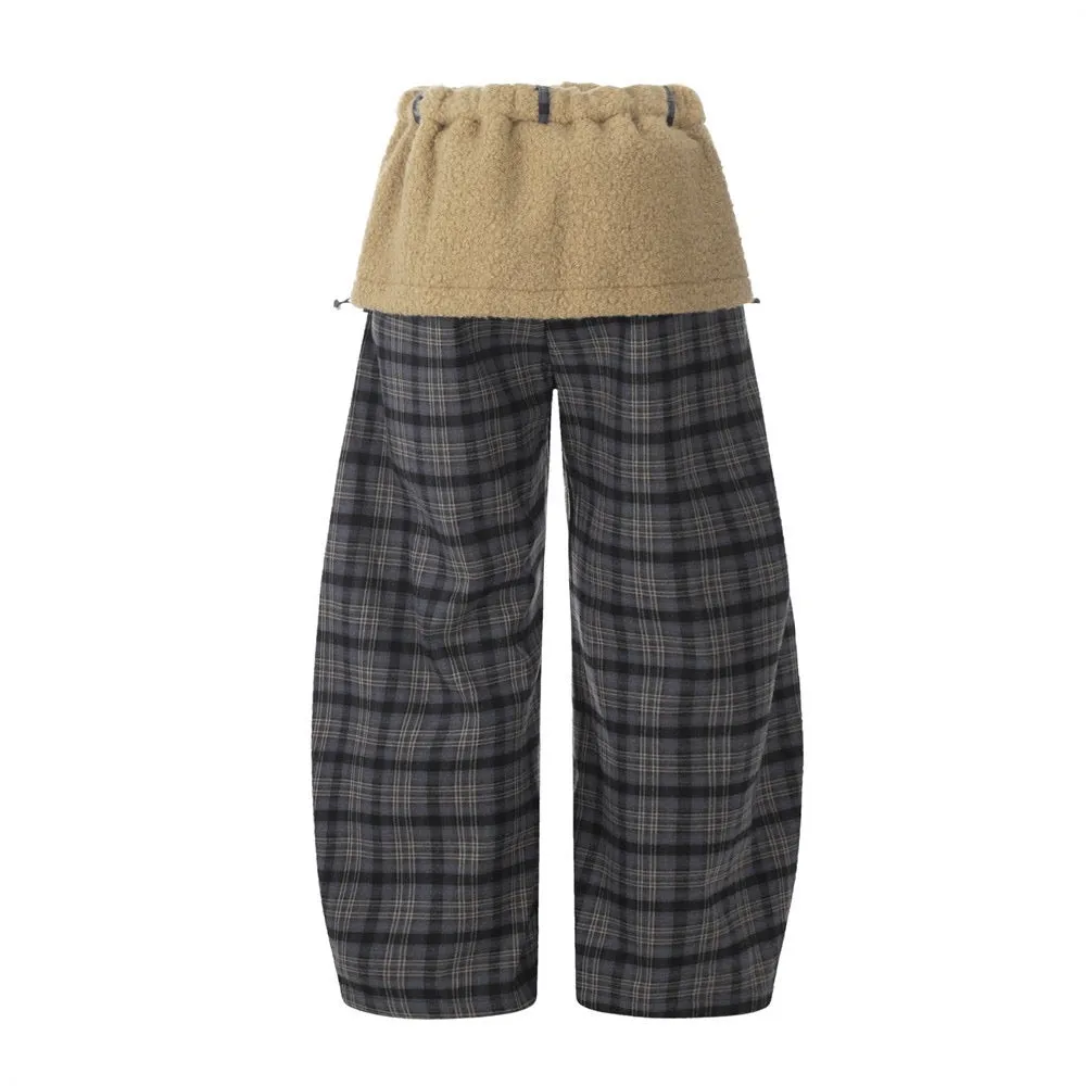 Omirad Layered Fleece Plaid Wide-Leg Pants sold by Omirad product image thumbnail 2